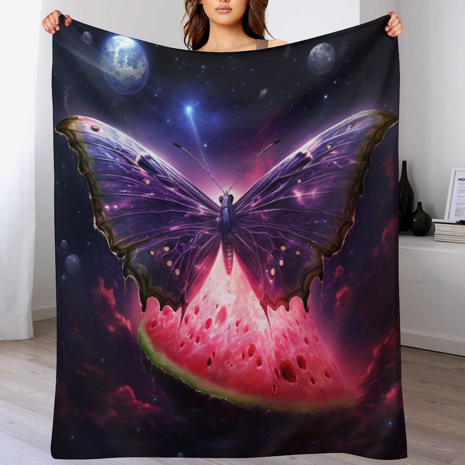 PAZZK Butterfly Blanket Ultra-soft Micro Fleece Blanket Soft And Warm Digitally Printed Blanket Flannel Blanket for Sofas, Armchair, Couch And Bed（130×180cm） — image 1