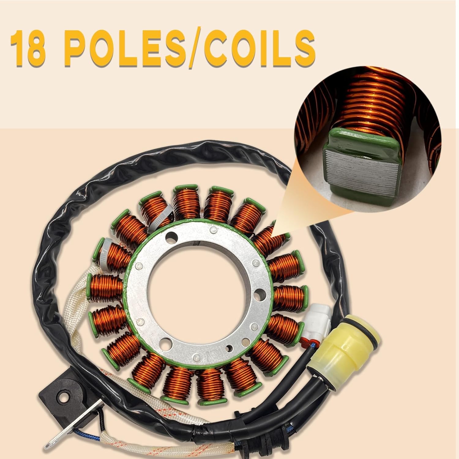 Chikia Hisun 500 Stator Coil Magneto Generator Compatible with Hisun UTV ATV 500 700,Massimo MSU 500 700,AXIS 500 700,Coleman/UT500 700,Cub Cadet,Bennche(18 Poles/Coils)
