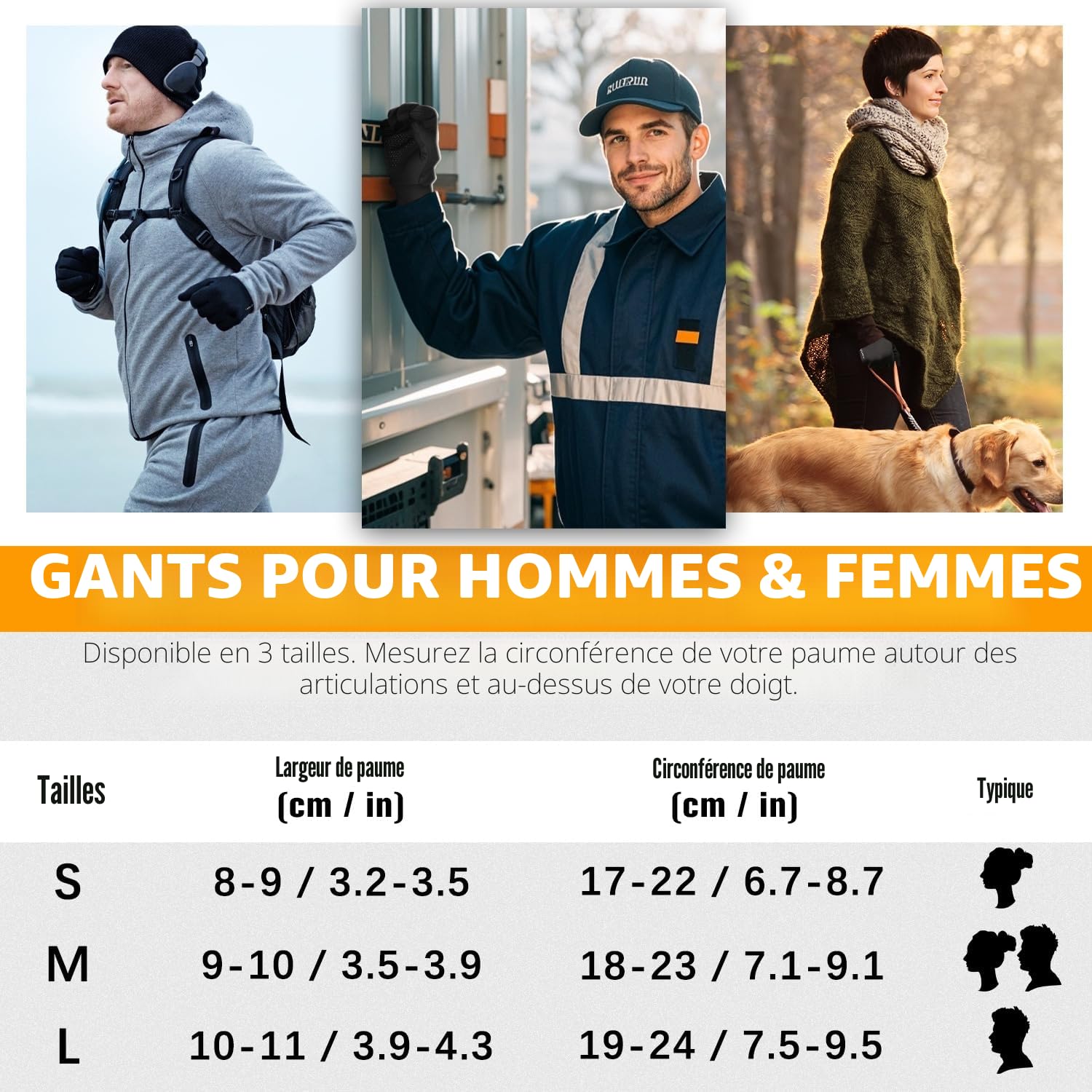 YANIKY Gants Cyclisme Coupe-Vent Thermiques Homme Femme Antidérapants Écran Tactile Vélo Course Randonnée