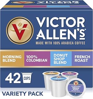 Victor Allen's Coffee Variety Pack 42ct K-Cup Pods: Morning Blend, 100% Colombian, Donut Shop, French Roast for Keurig Brewers