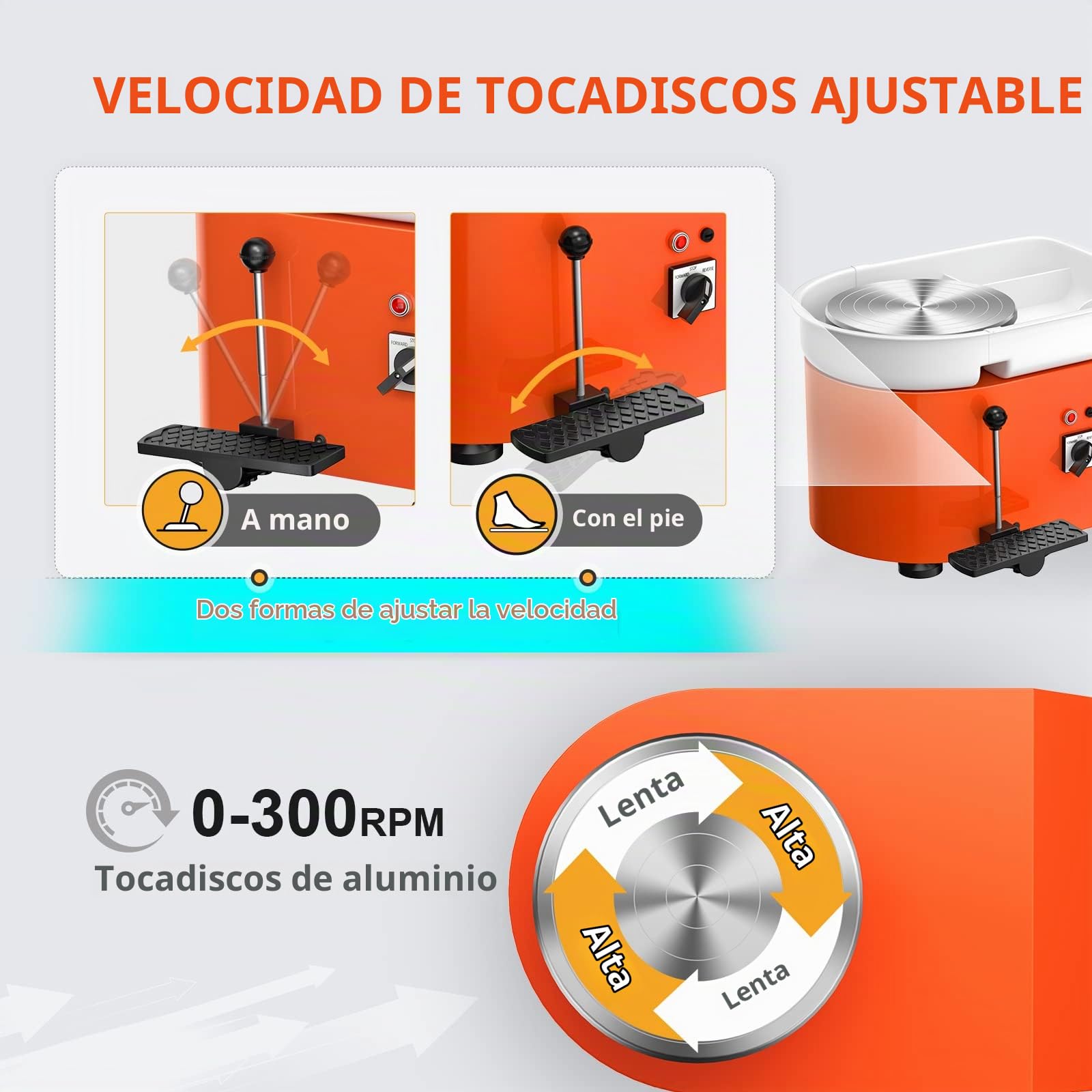 350W Máquina de cerámica,25CM Rueda de Alfarero que forma la Máquina Verde Herramienta de Lanzamiento de Arcilla Herramienta de formación de Arcilla Máquina de cerámica (empujando el Pedal)