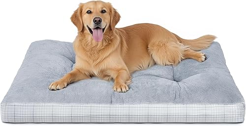 MIHIKK Cama lavable para perros extra grandes con parte inferior antideslizante, almohadilla de espuma de alta calidad para jaula para cachorros