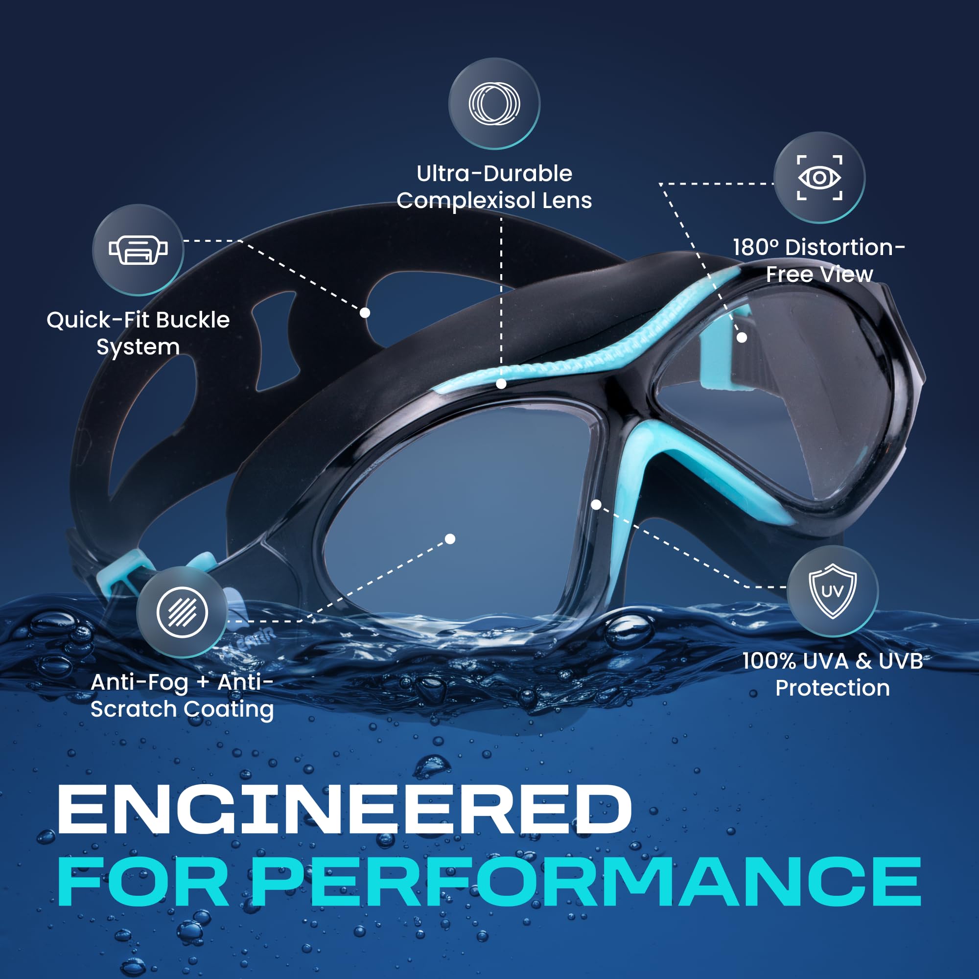 Clear'r Vision, maschera da nuoto per adulti – occhialini trasparenti per snorkeling, anti-appannamento, lenti antigraffio, protezione UV, vestibilità comoda