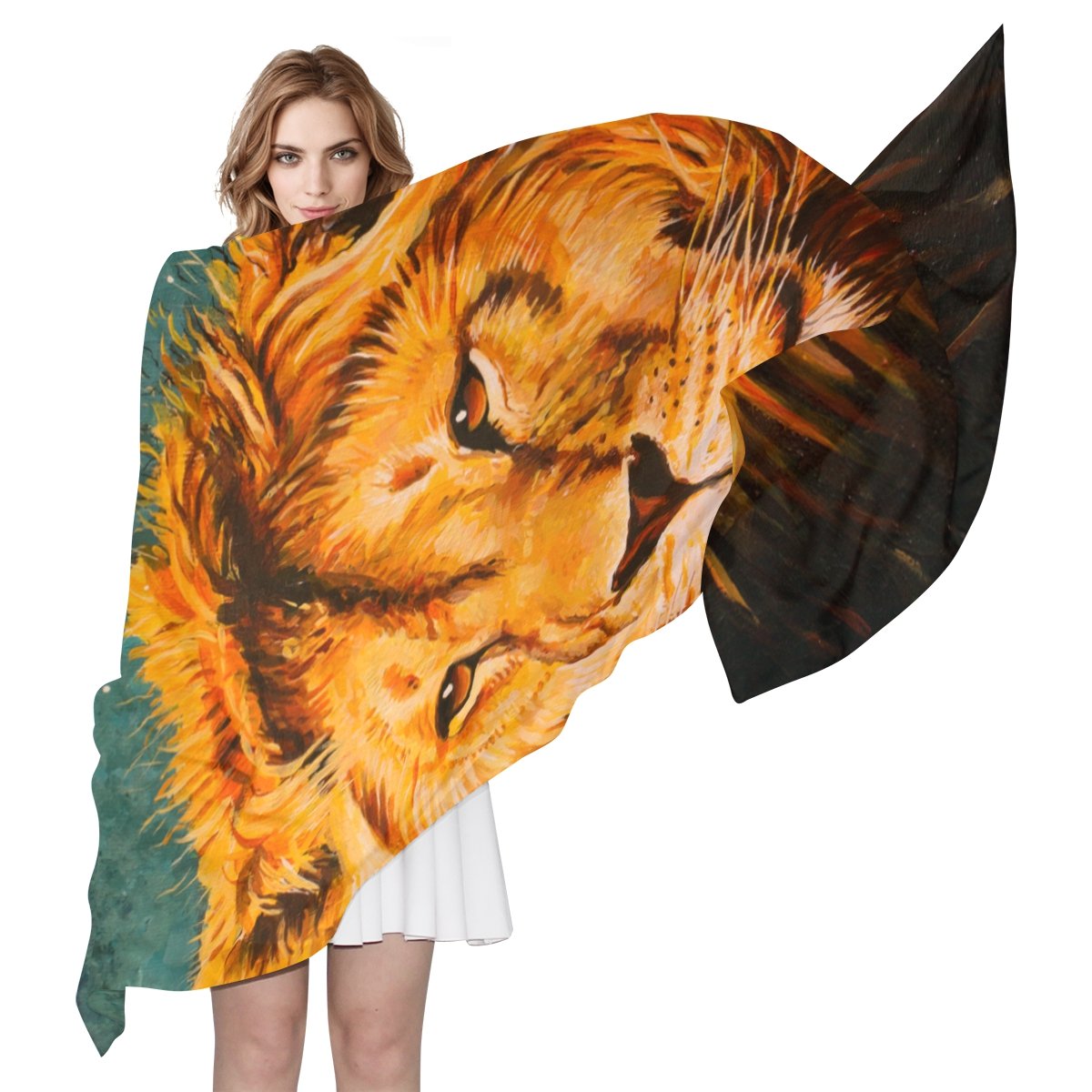 The Lion Of Judah Silk Scarf Lightweight Long Scarf Shawl Wrap for Women