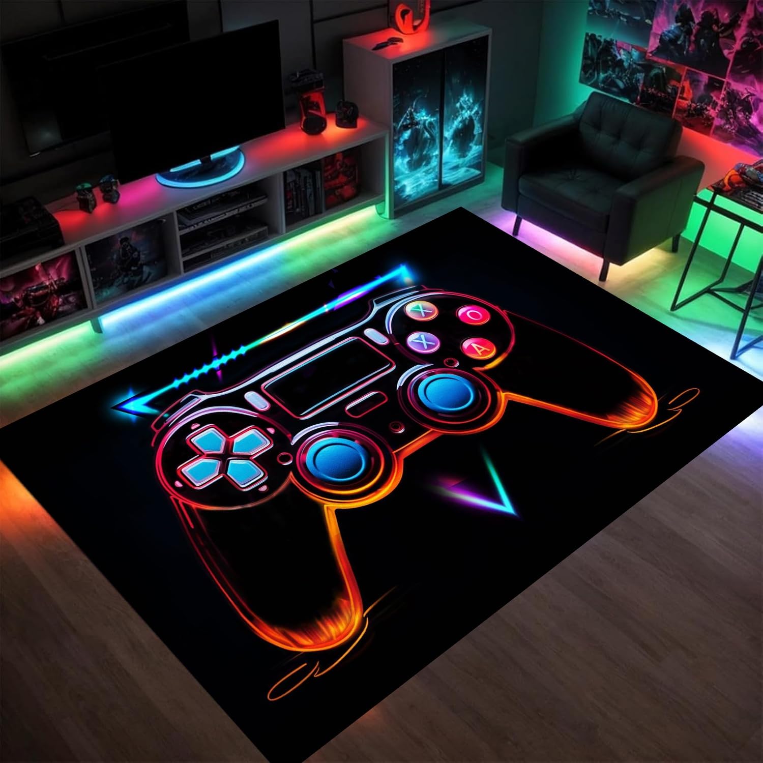 HONGXIU 160x230cm Gamer Gaming Rugs for Boys Game Controller Gamer Modern Area Rugs Gaming Carpet Gamer Room Decor for Boys Room Playroom Home Decor Living Room Bedroom