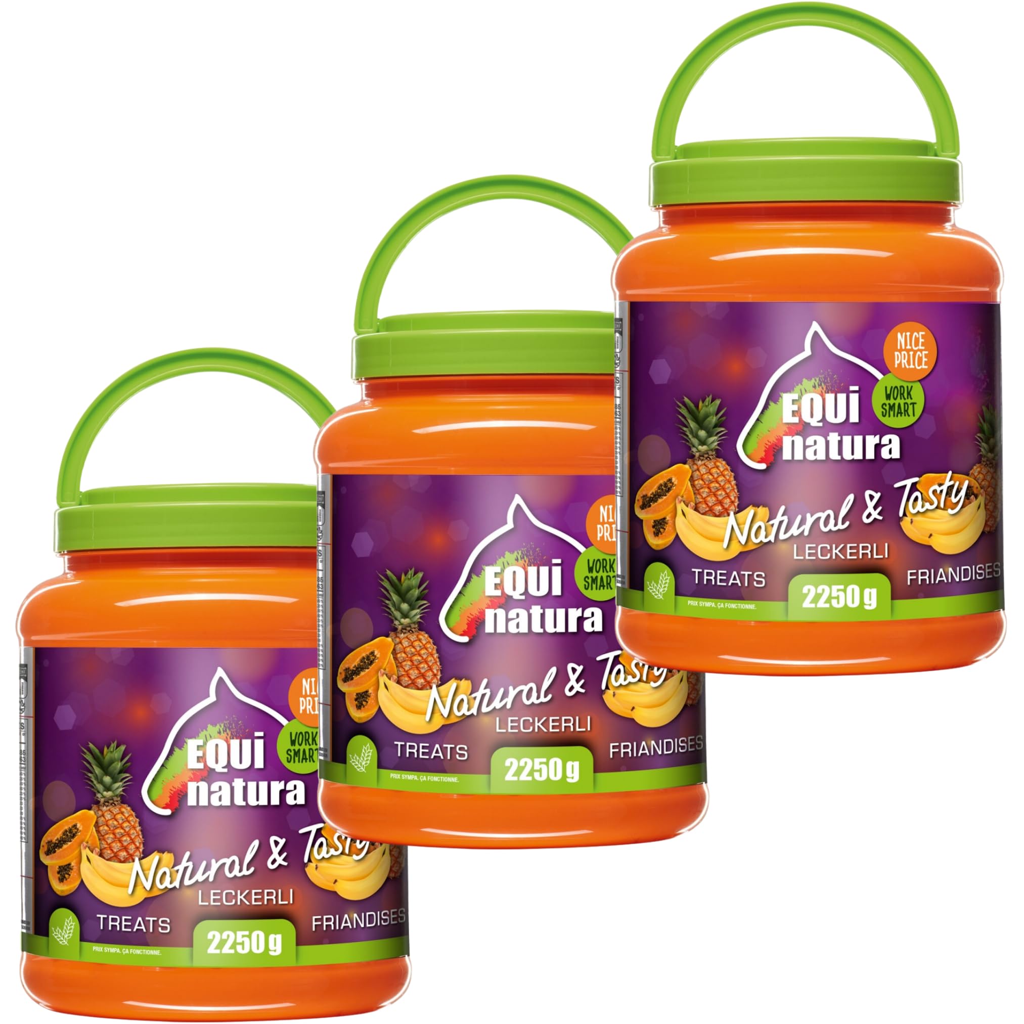 RL24 Equinatura - Naturkost Leckerli Banane-Ananas-Papaya | Pferdeleckerlis für Pferde | knackige Pferde Belohnung | 3 x 2250g (3er Set)