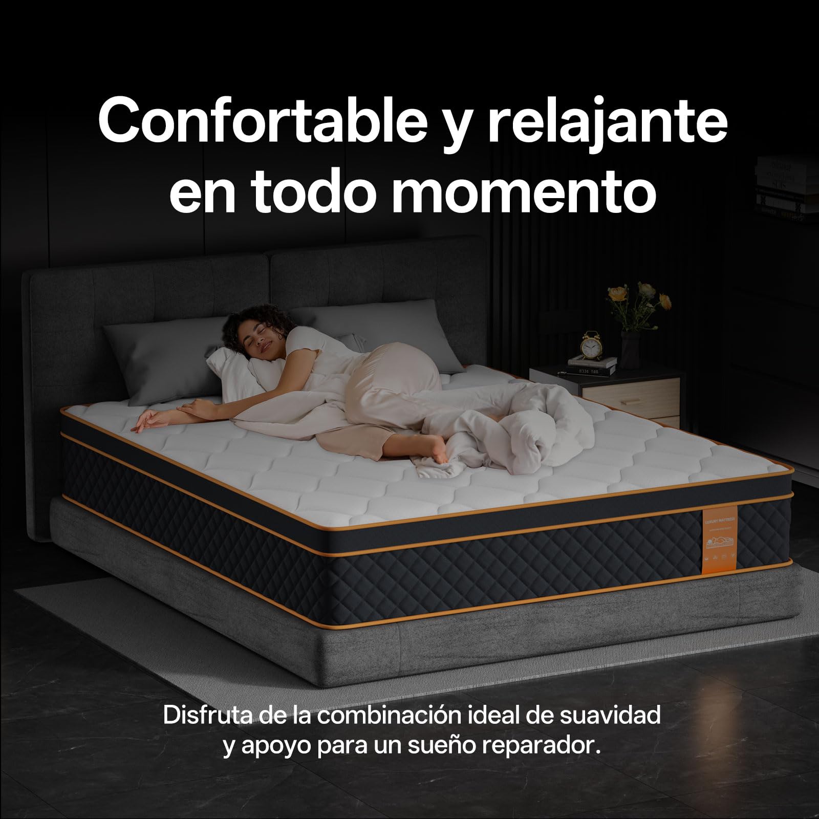 Colchón de 160 x 200 cm, altura de 25 cm, colchón de muelles de 7 zonas, dureza H3, ortopédico y ergonómico, con capa de espuma viscoelástica, certificado Öko-Tex y CertiPUR, desagüe