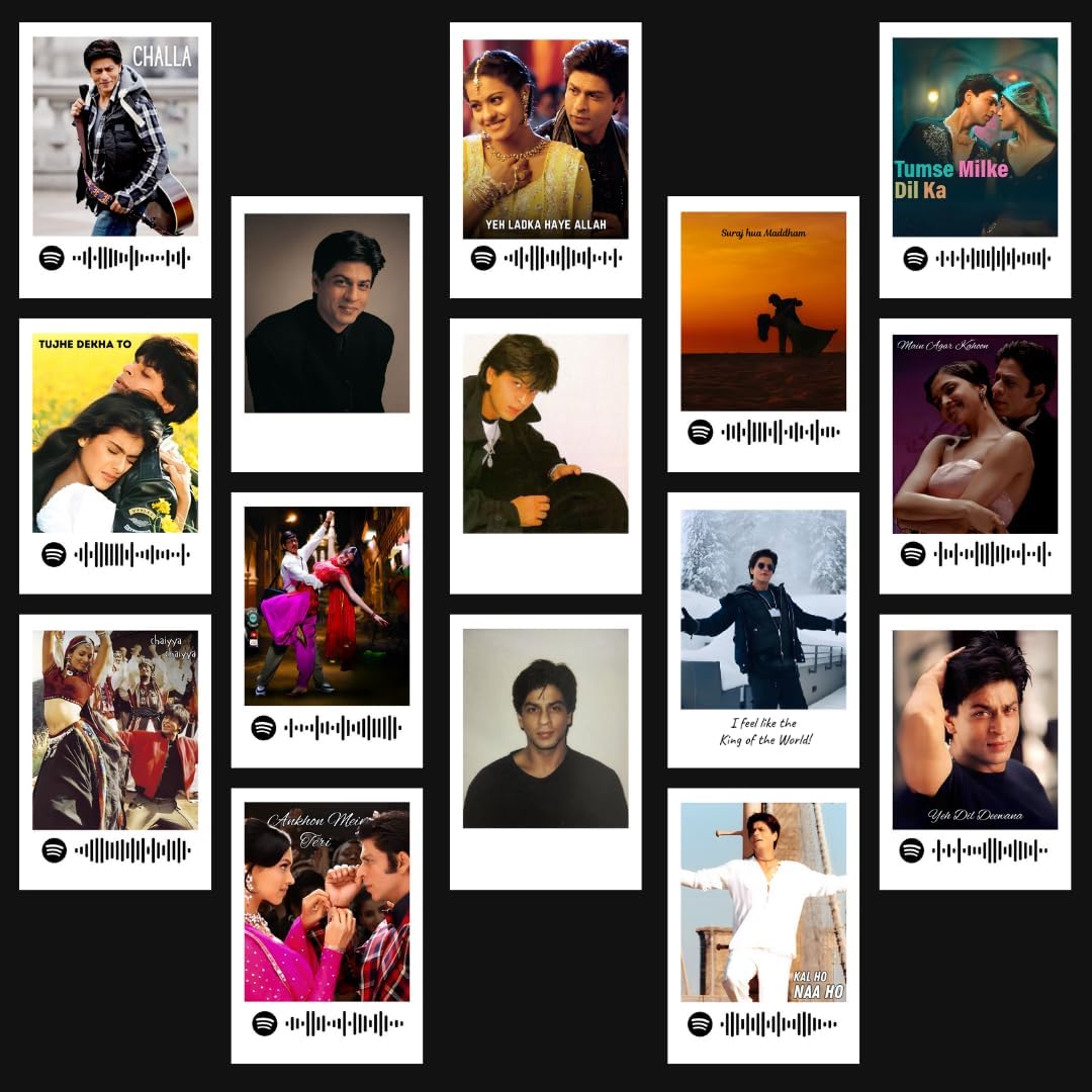 Funk You Store Shah Rukh Khan Posters | SRK Mini Poster Kit (Set of 15) | OG Bollywood Star Shahrukh Khan Compact Size (8 x 6 cm) Posters for Phone Accessories, Bedroom, Office, Living room (C_050)