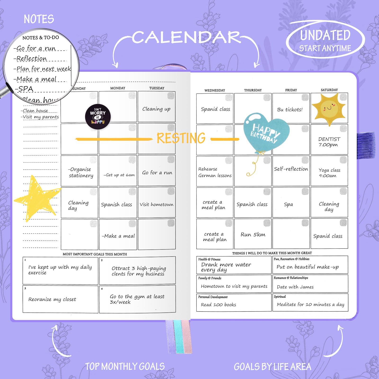 Undated Luxurious Weekly & Monthly Planner to Increase Productivity Hit Your Goals - Image 3