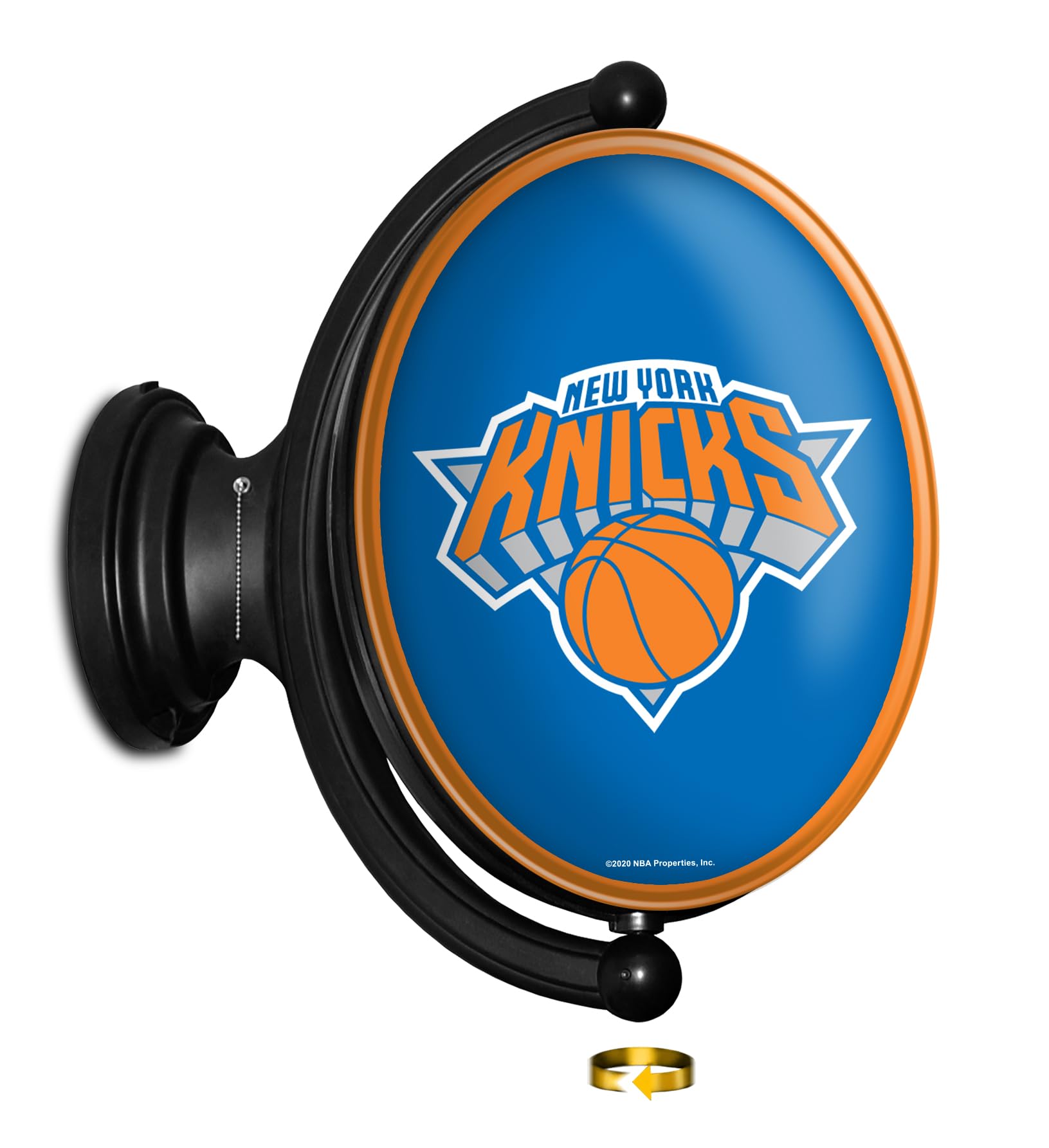 The Fan-Brand NBA New York Knicks: Original Oval Rotating Lighted Wall Sign- Sports Decor for Home, Game Room, Fan Cave & Garage - USA Made