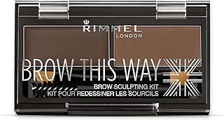 Rimmel London Brow This Way Brow Sculpting Kit, Dark Brown,wax: 1,1g, Powder 1,3g