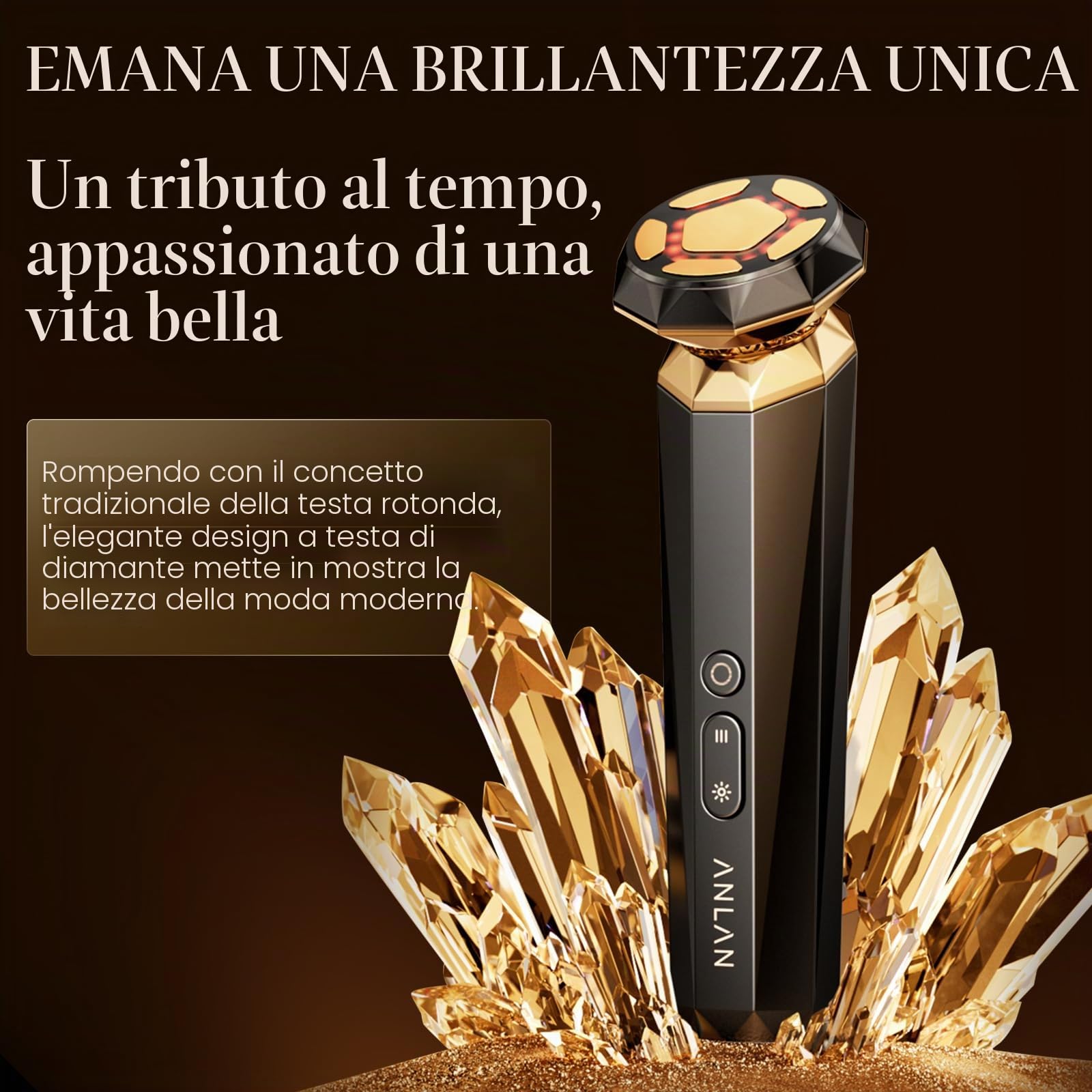 ANLAN Radiofrequenza Massaggiatore Viso Oro 18K Antirughe Professionale Antietà. Pelle Sensibile Disponibile