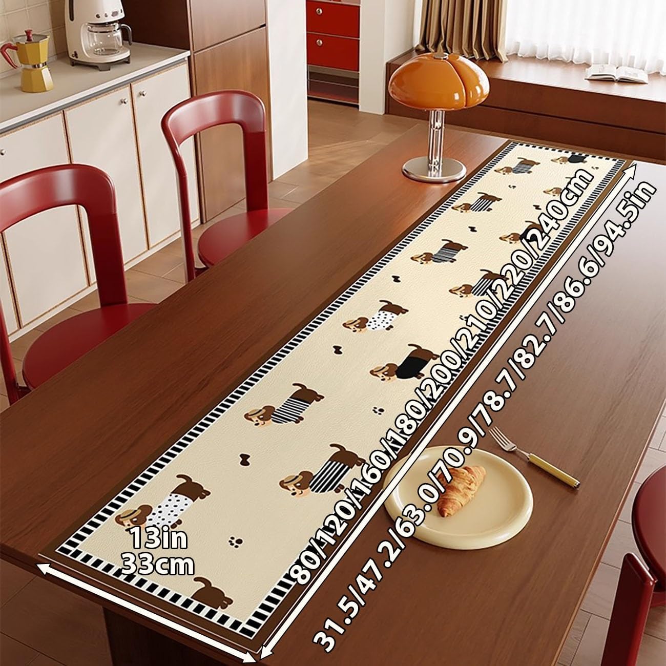 Table Runner,Jacquard Table Runners,Easy to Clean, Heat-Insulating and Anti-scalding, with a Lychee-Textured Front and an Anti-Slip Textured Back,for Dresser, Dining, Holiday.(Yellow,13.0*59.1in)
