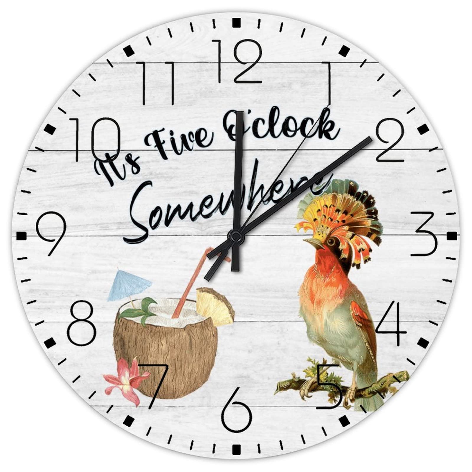 Horloge murale en bois 30 cm It's 5 O'Clock Somewhere pour deco salon et cuisine