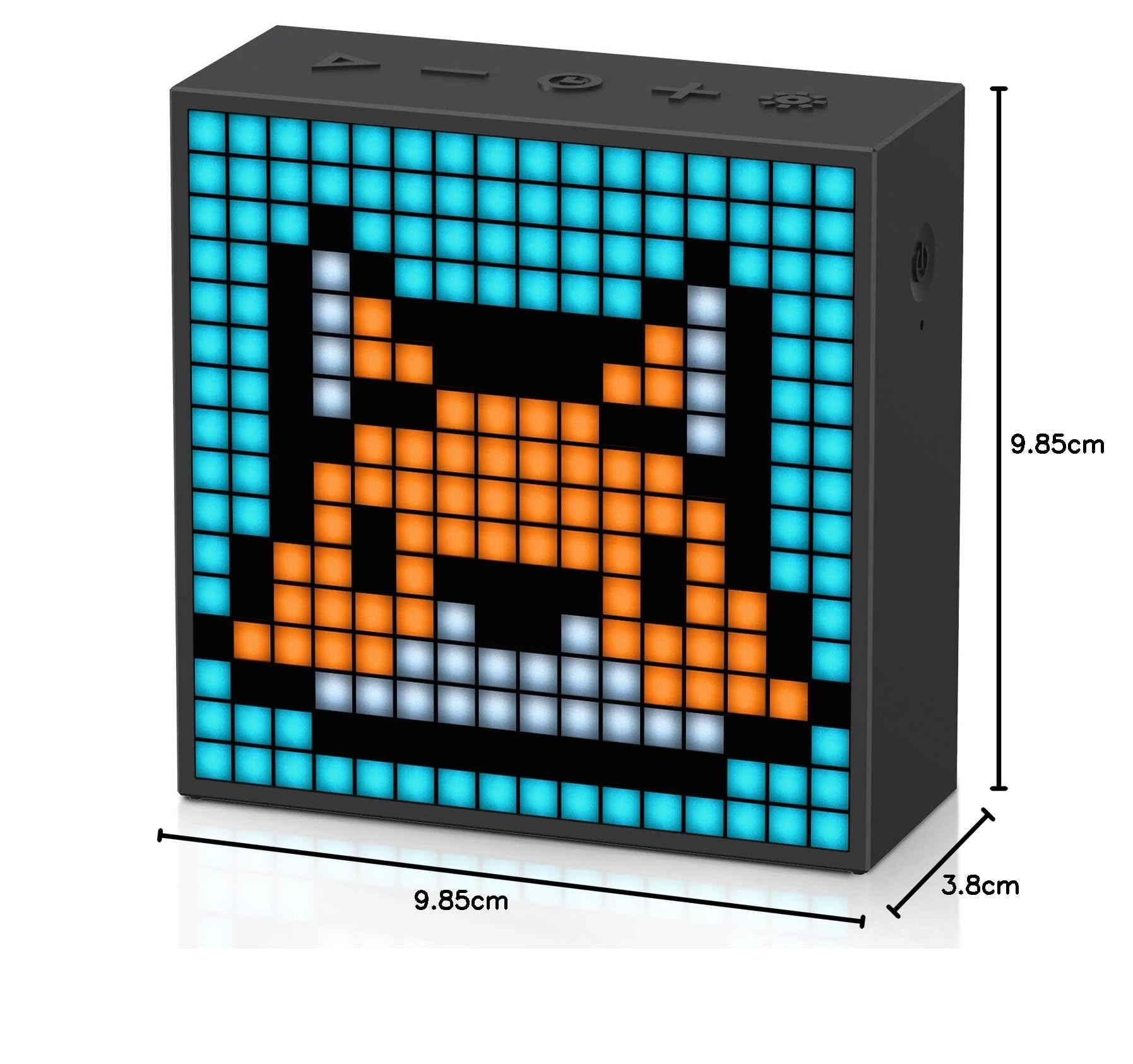 Divoom Timebox EVO Pixel Art - Altavoz Bluetooth LED con Control popr Medio de la aplicación - Altavoz inalámbrico portátil Inteligente con Graves potentes - Micrófono (Color Negro)