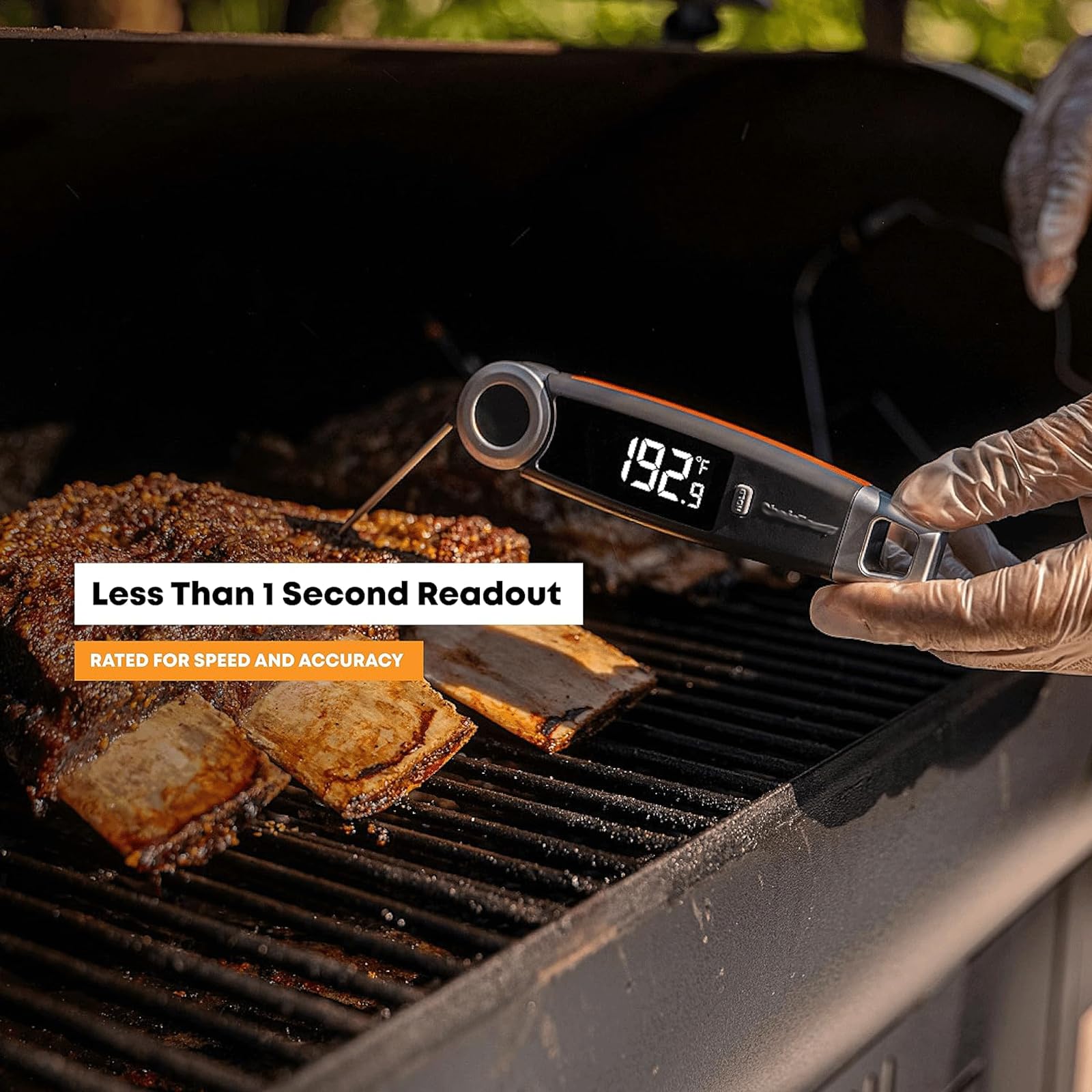 KRILLIQ Termómetro LCD de Lectura instantánea con sonda Plegable, termómetro para Barbacoa, sonda Digital para Alimentos para cocinar y Asar/Horno