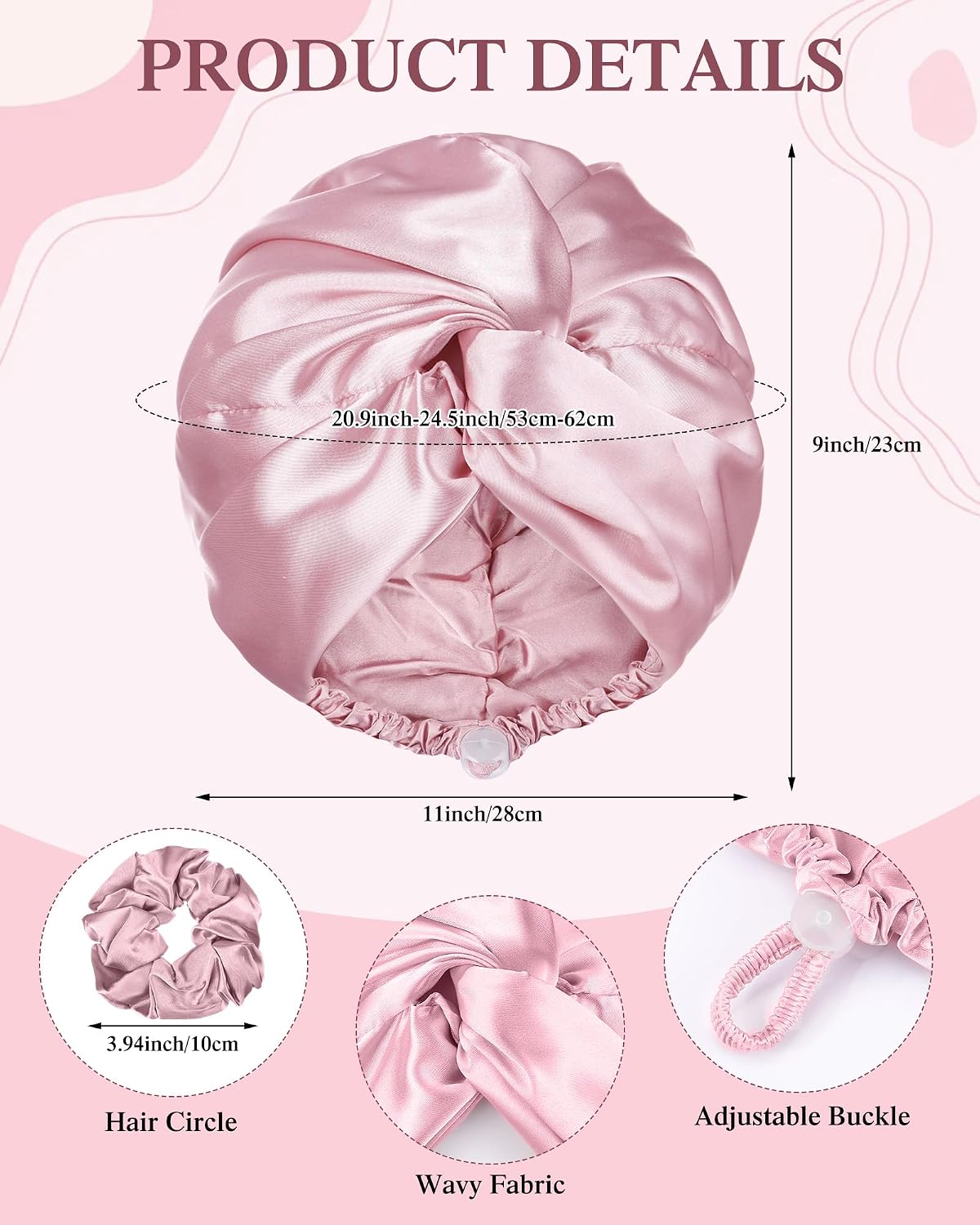 Canlierr 5 Sets Adjustable Satin Bonnets for Sleeping Women with Scrunchies Double Layer Hair Wrap for Sleeping