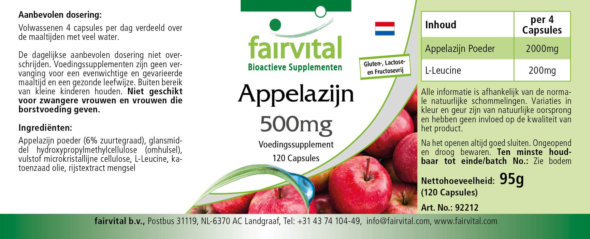 Cápsulas de vinagre de manzana, 120 cápsulas, 500mg, veganas, alta dosis