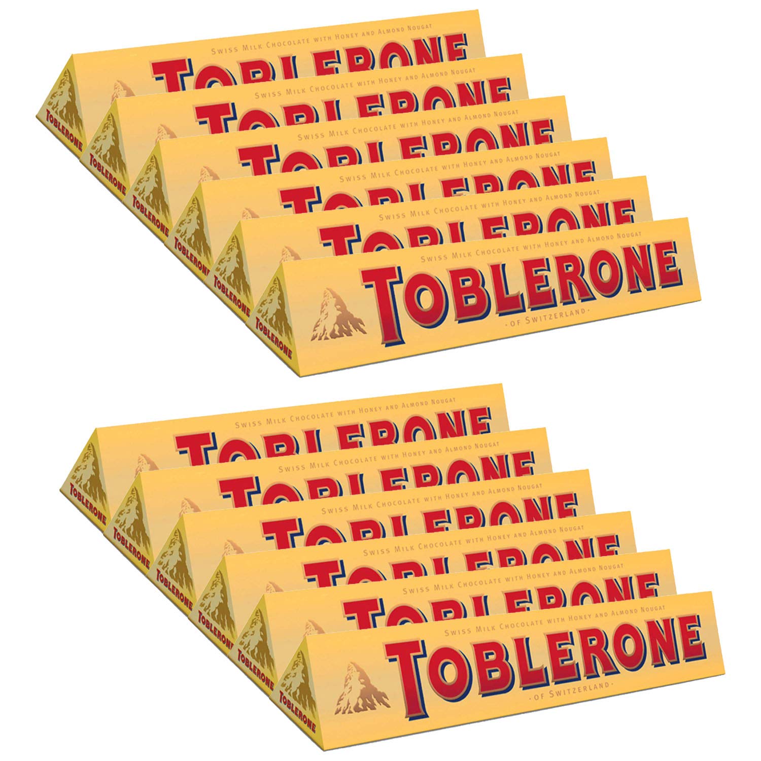 Toblerone Of Switzerland Milk Chocolate With Honey And Almond Nougat - 12 Pack Pouch, 12 X 100 Gram
