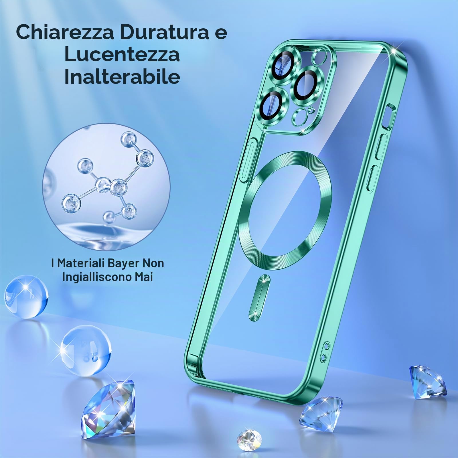 Custodia Glitter Per IPhone 15 Pro Con MagSafe - Trasparente Con Brillantini E Protezione Antiurto - 5