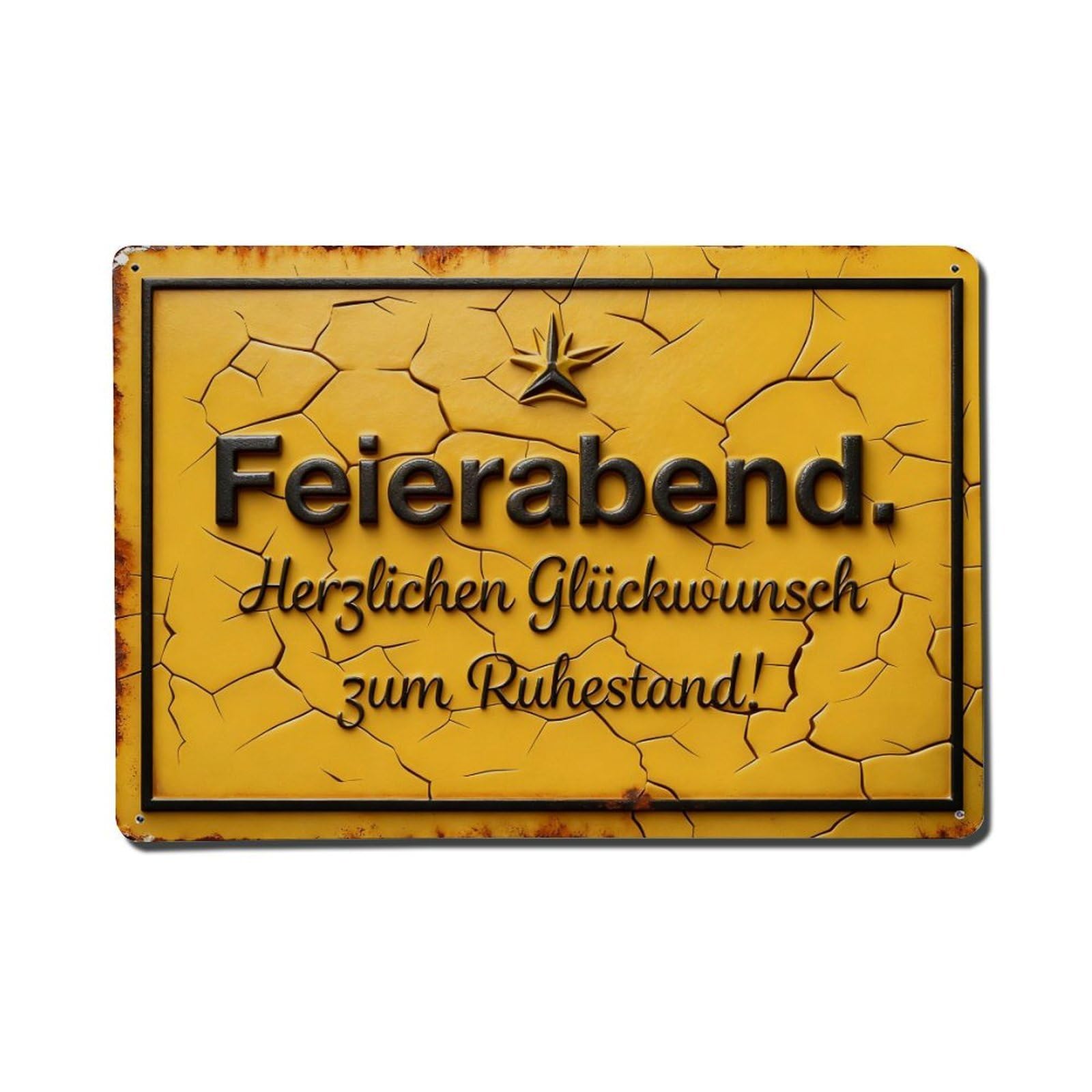 Cracked Yellow Background Text Frame Metal Tin Sign Plaque