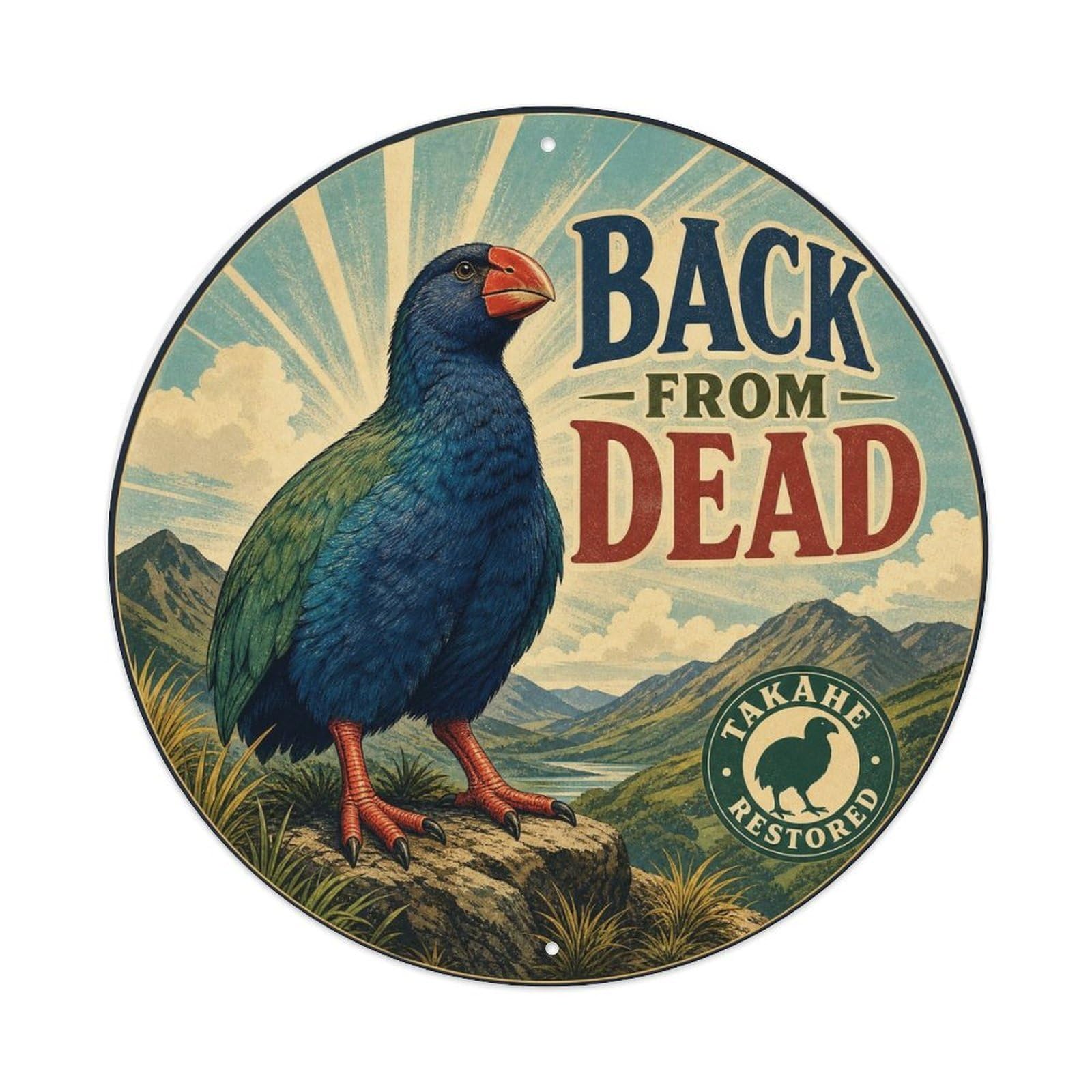 Okngb Style Takahe Comic Pose Bird Retro Meme Humor Sticker Metal Tin Sign Plaque Wall Decor For Cafe, Man Cave, Club Bar, Office, Home Garden Round Metal Poster 8X8inch