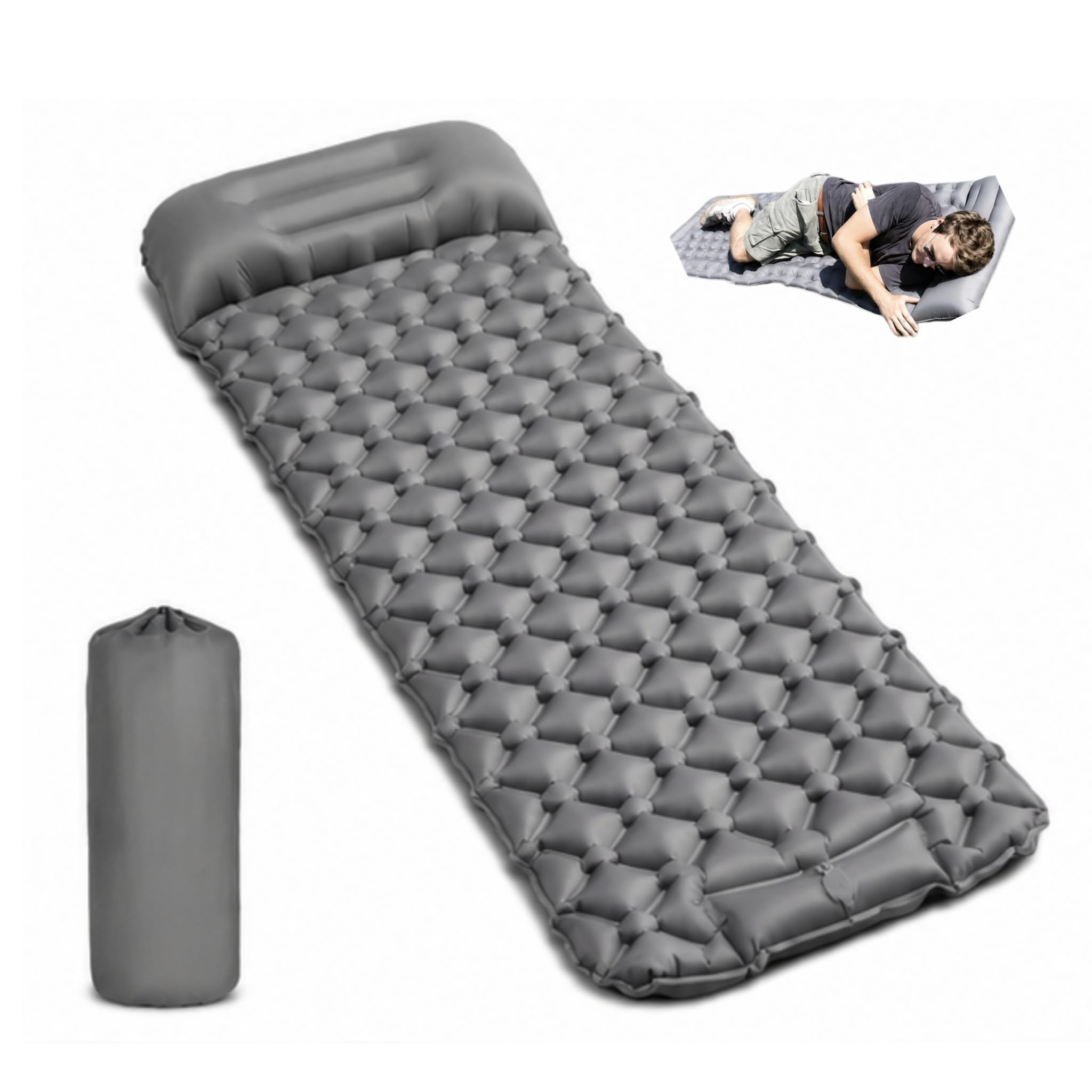 Matelas de couchage autogonflant pour camping durable et lit d'appoint ultra-confort