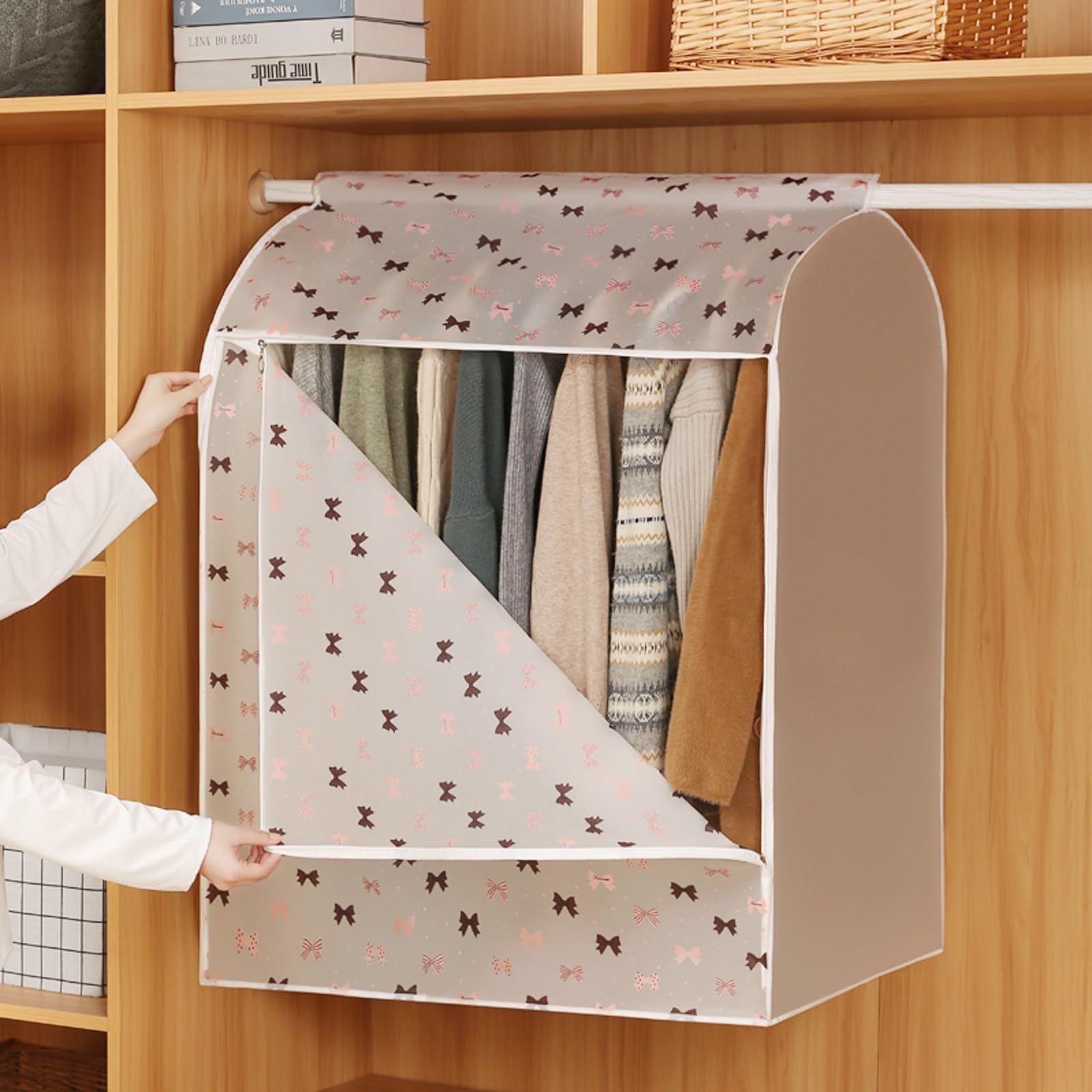 Transparente Anzugshüllen zur Schrankaufbewahrung mit Reißverschluss, große Öffnen für den Schrank für Kleidung, Mäntel, Jacken, Hemden (Farbe: H, Größe: 80 x 54 x 95 cm) (F 80 x 54 x 95 cm)