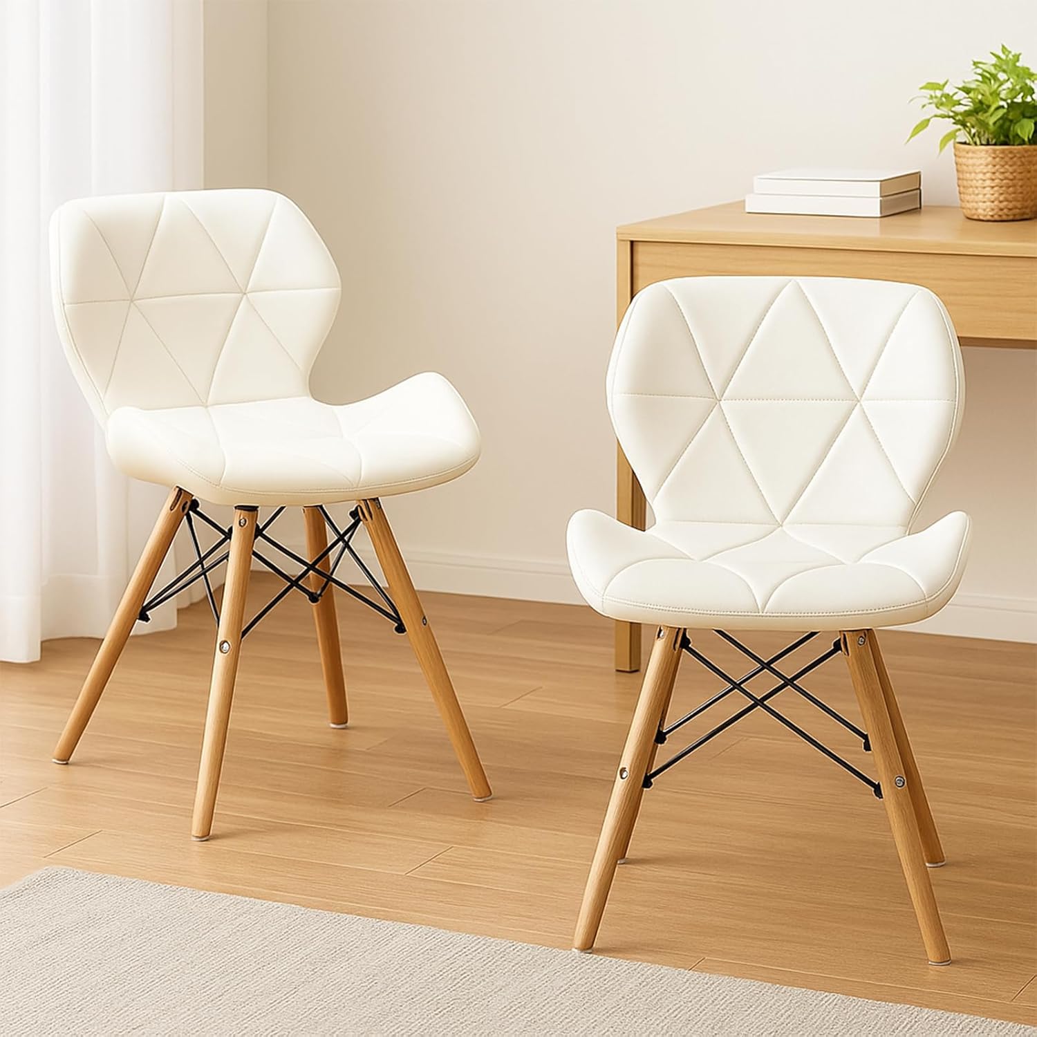 美品！KANADEMONO ダイニングチェア ベージュ 2脚セット Egg - Pale