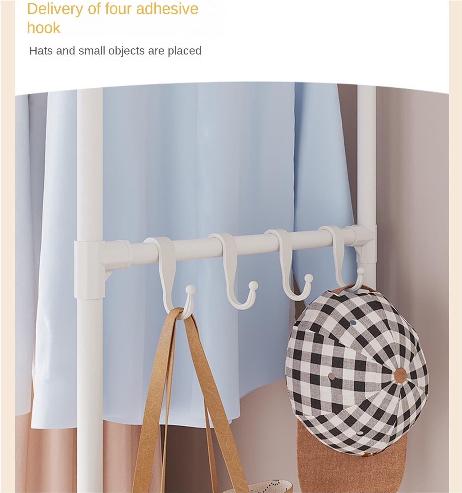 Garde-Robe, Armoire Autoportante avec Tringles Suspendues Et Rangement De Vêtements for Rideaux for Vestiaire Meuble de Rangement(White)