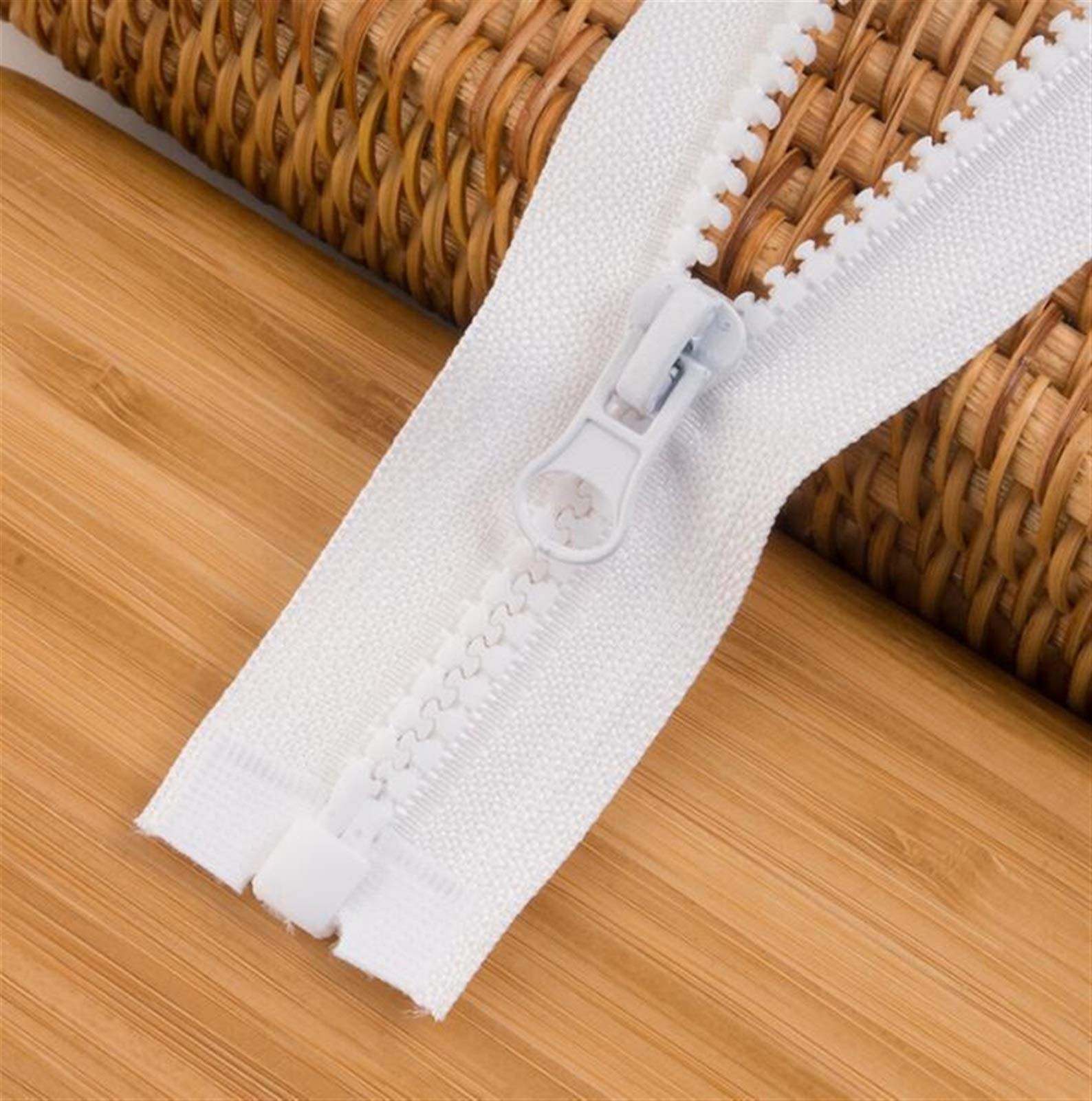 Pilang zxxin-zippers 5# Resin Double-Headed Open End Zip Clothing Zippers, 60-120cm for Sewing Jacket Sleeping Bag Tent Zipper, Accessories Craft (Color : White single slider, Size : 90CM)