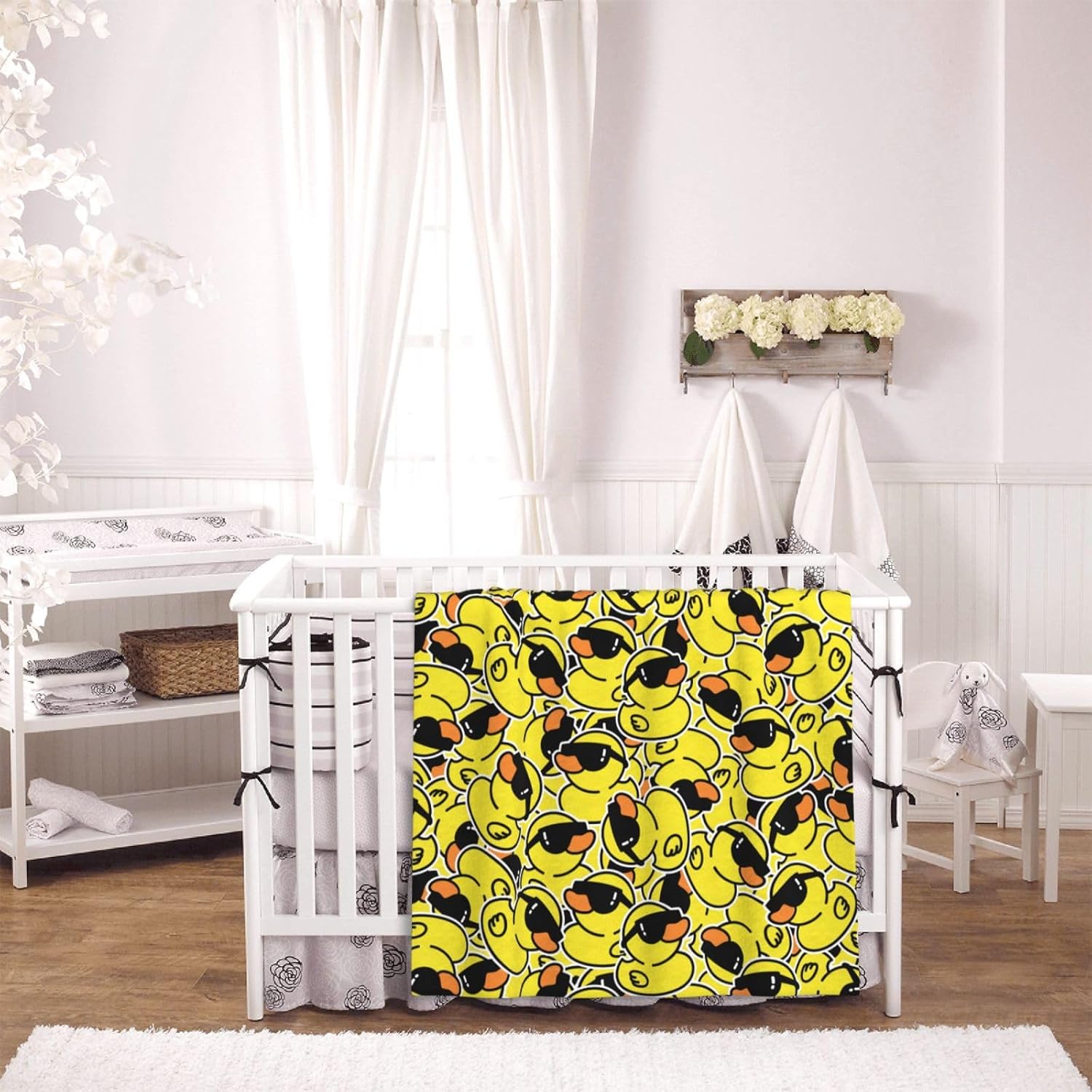 Cute Rubber Ducks with Funny Sunglasses Fleece Throw Blanket Ultra Soft Cozy Decorative Flannel Blanket for Home Bed Couch Chair Travel 40x30in - Image 5