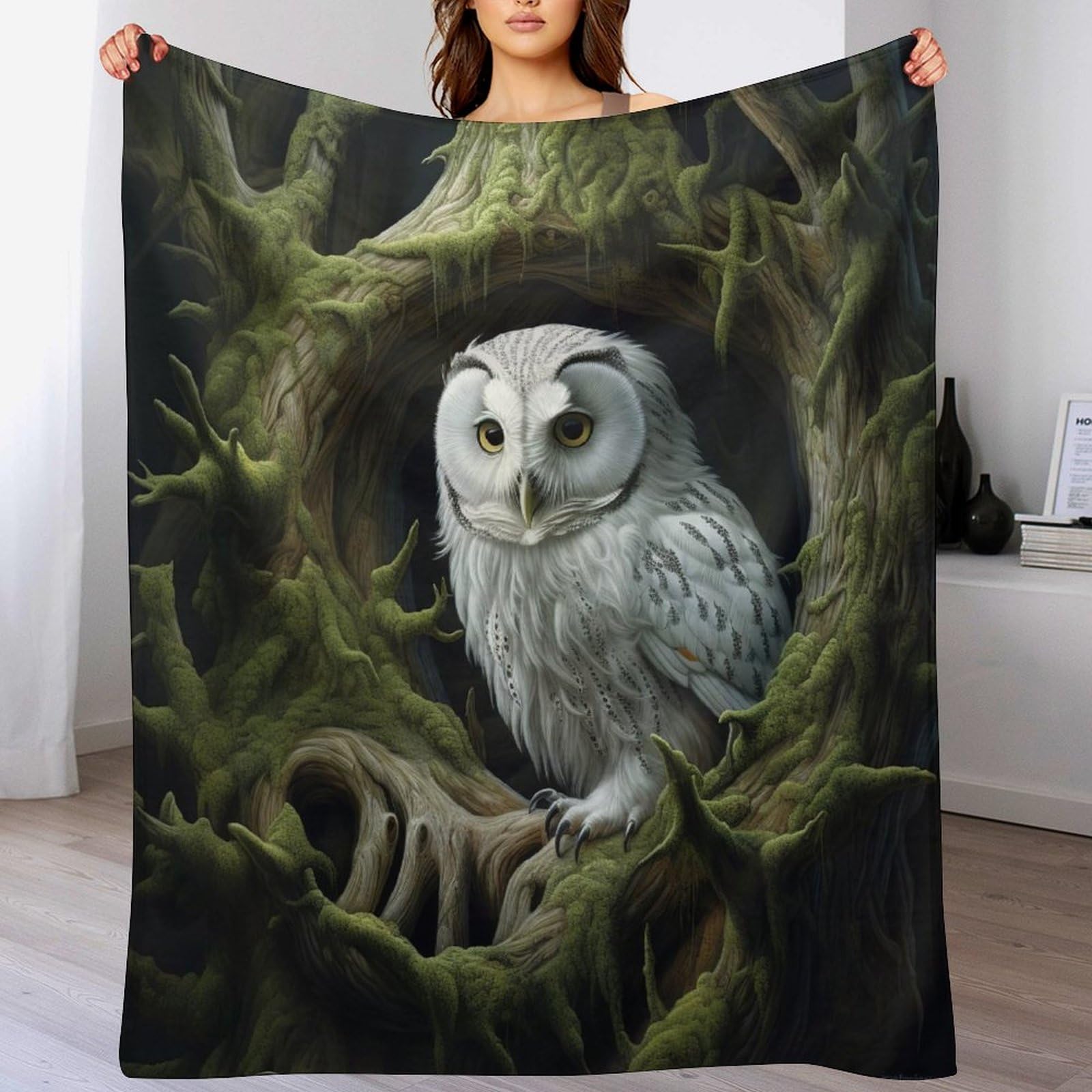 Couverture canapé hibou en flanelle isolante et douce 130x180