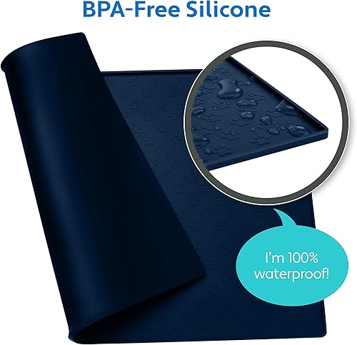 Miniatura 3 de MIGHTY MONKEY Tapete de silicona para perros, 100% impermeable, mantel individual de alimentación de mascotas para perros, gatos, cuencos para