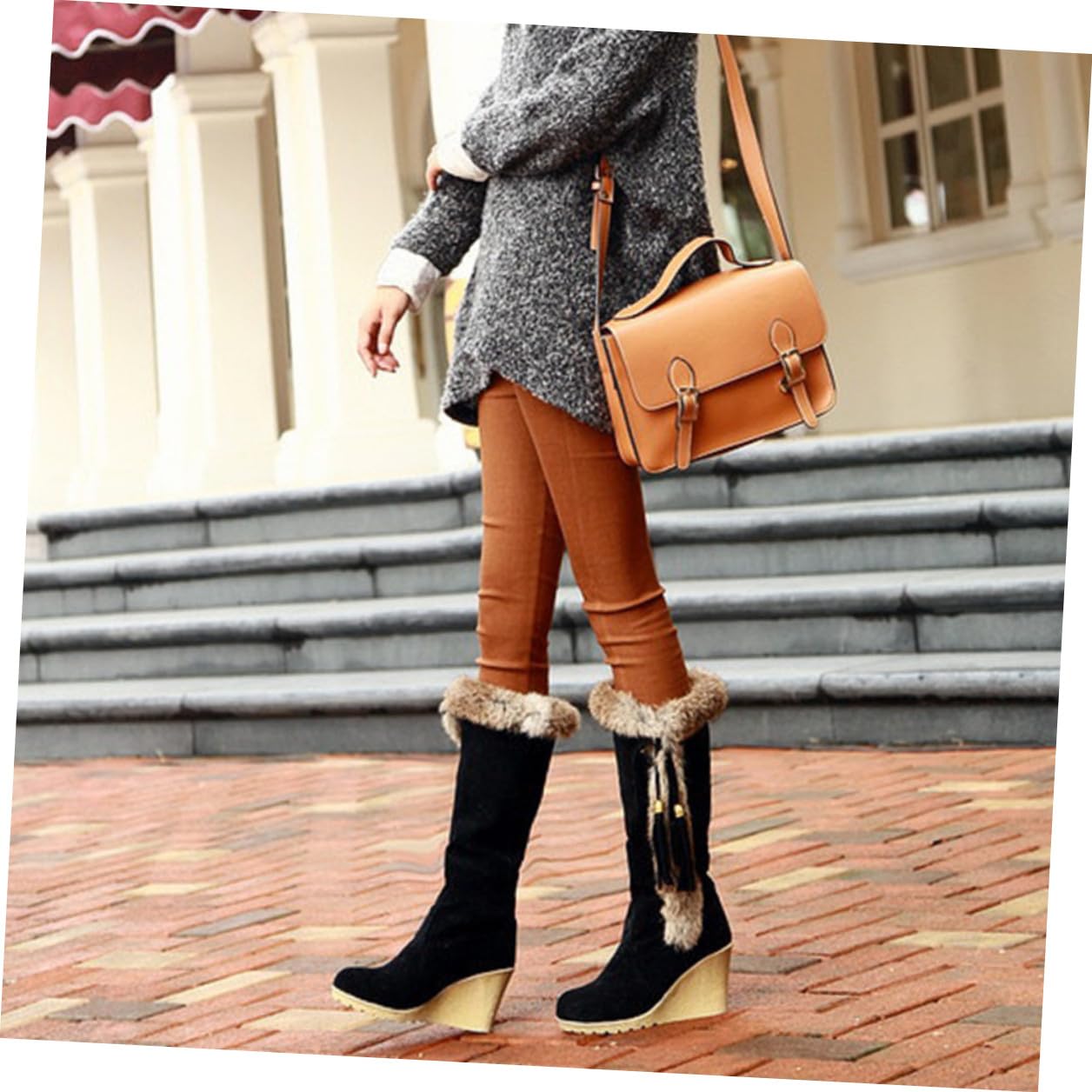 IMIKEYA Stivali Alti da Donna Invernali Stivali da Neve Robusti Caldi Antiscivolo Scarpe Invernali Imbottite Lunghe