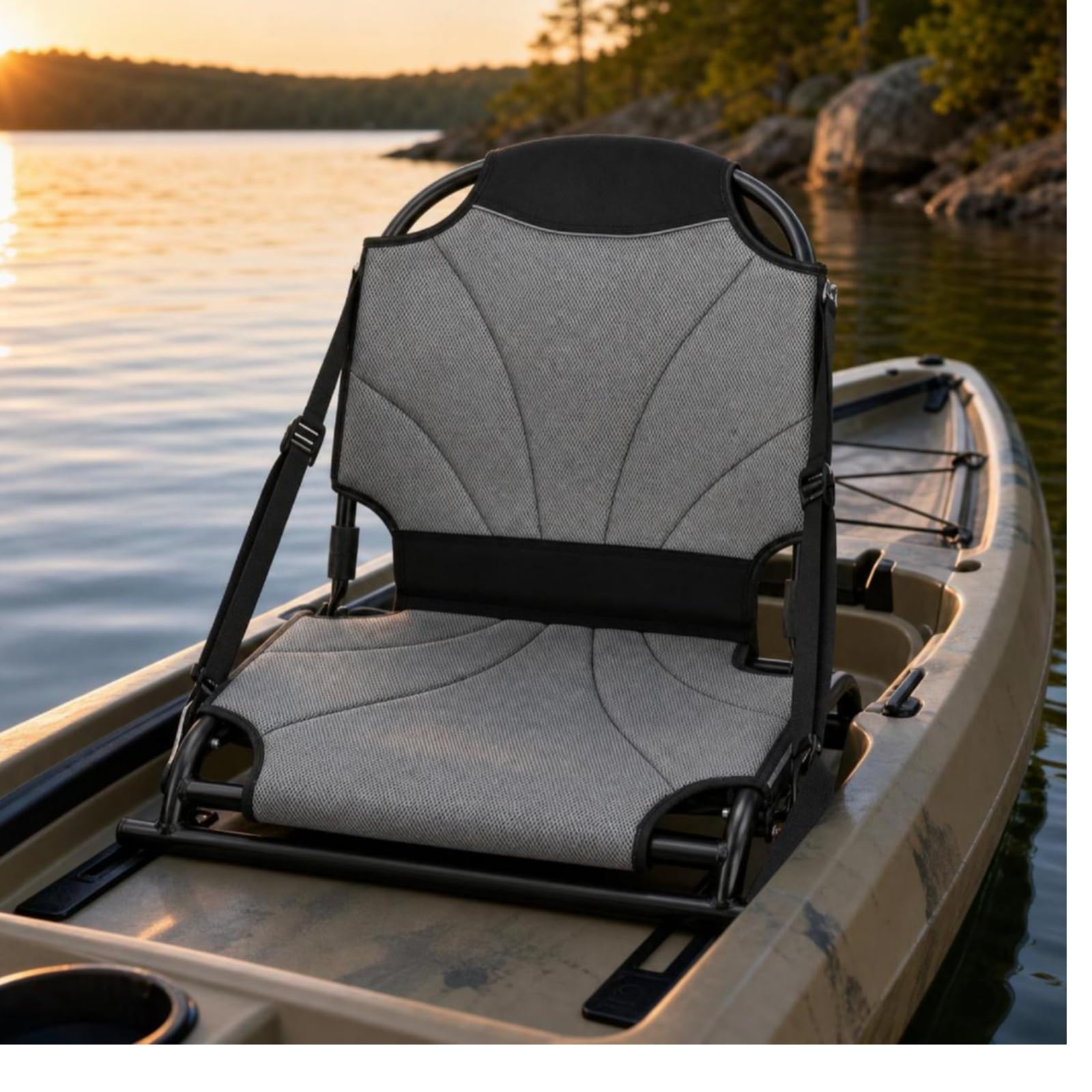 Asiento con Bolsillo Malla Acolchado Silla Plegable Ajustable Silla con Respaldo para Kayak, Pesca