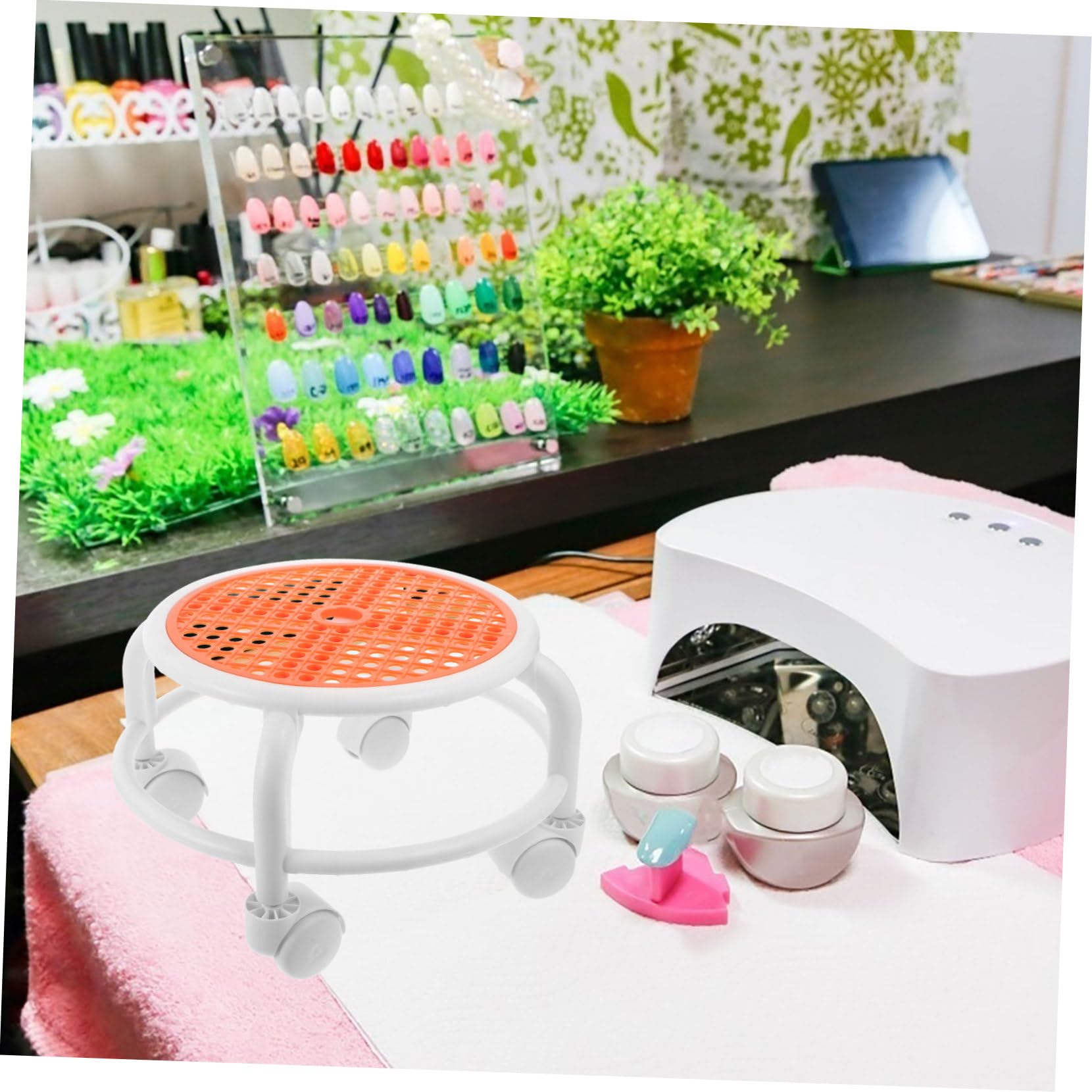 Ipetboom Sgabello Basso Girevole Ruote per Pedicure e Manicure | Sedile Massaggiante, Rullo per Piedi Pedicure, Poggiapiedi Estetista, Uso in Salone