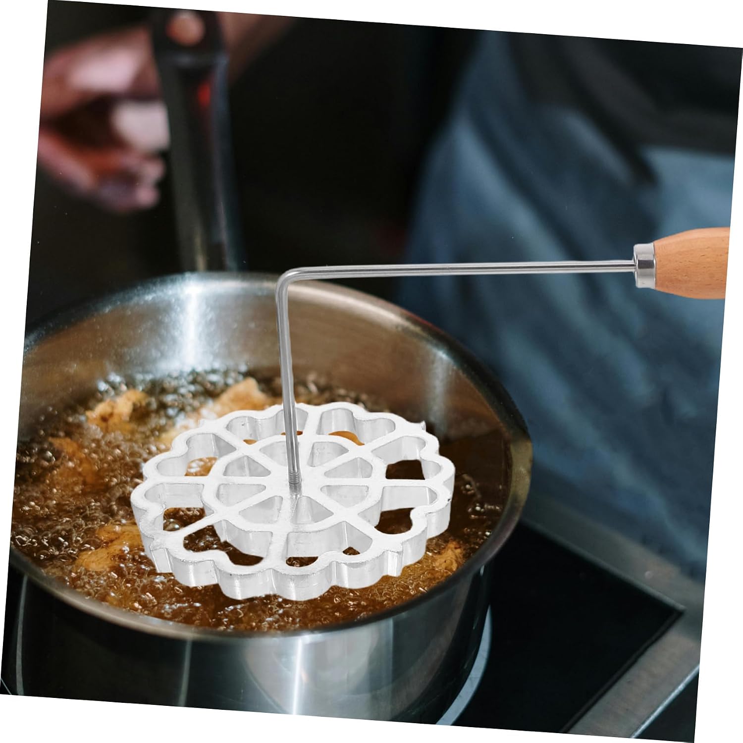 Mobestech Oil Dumpling Shrimp Cake Mold for Kitchen Frying Handle Design for Safe Cooking for Dumplings