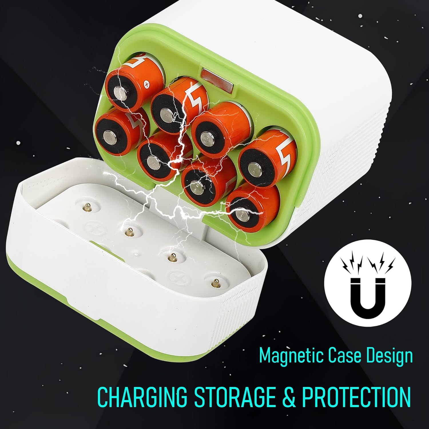 8 Pack Rechargeable Lithium AA Batteries with Fast Charger, 1.5V Constant Output, 3600mWh High Capacity 8-Slot Triple AA Li-ion Multiple Charging with AA to C & D Battery Converter