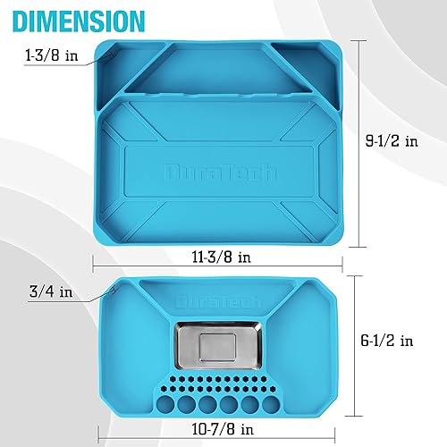 Miniatura 2 de DURATECH Bandeja de herramientas de silicona de 2 piezas, organizador de herramientas flexible antideslizante premium con bandeja magnética,