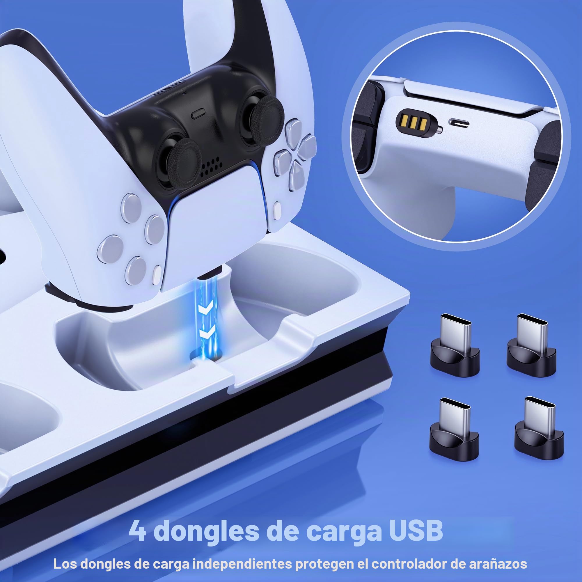 GAMSINGY Soporte para PS5 con ventilador, soporte para PS5/Slim/Pro Disc/Digital Edition, soporte para auriculares/controlador PS5 estación de carga/mando a distancia Solt/3 USB Hub