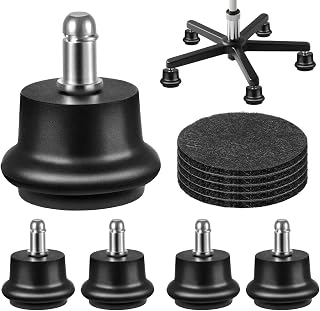 Bell Glides Replacement Office Chair Swivel Caster Wheels to Fixed Stationary Castors,with Separate Self Adhesive Felt Pads for Carpet,Desk Chair Feet Wheel Stopper (5)