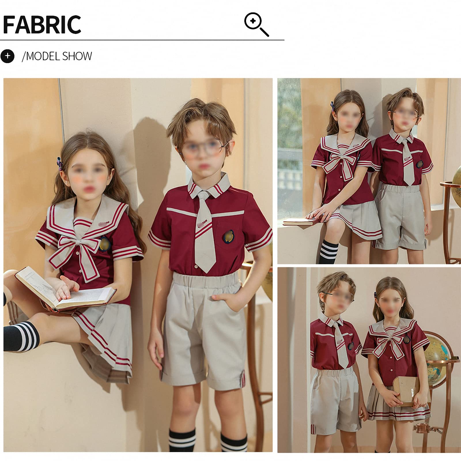 Uniformes de jardín de Infantes,Ropa de Clase de Manga Corta de Estilo Universitario británico para niños de Verano,Trajes de Ropa Escolar de Rendimiento de Estudiantes