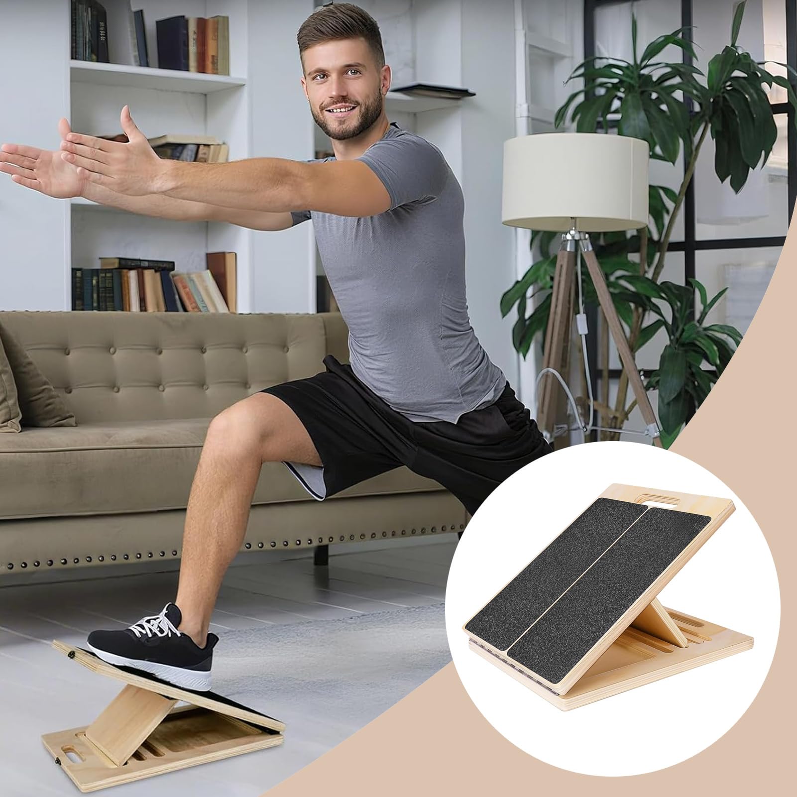 Tabla Inclinada – Equipo Portátil de Estiramiento | Tabla Antideslizante para Gemelos, Gimnasio en Casa, Ejercicio Tobillo, Rodilla, Pierna, Pie para Adultos y Mujeres