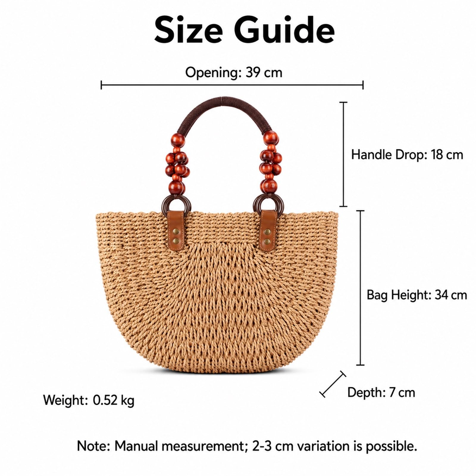 Sac De Plages en Paille,Panier De Plages en Osier,Panier De Plages en Paille,Sac Cabas en Paille,Sac De Shopping Tressé,Sac De Plages en Paille pour Femme Grande Capacité