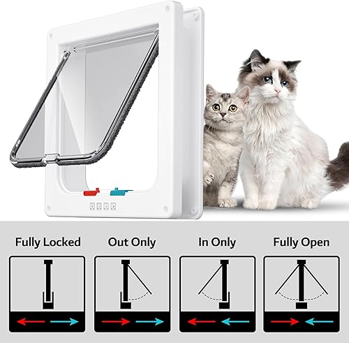 Miniatura 3 de Puerta extra grande para gatos, puerta para mascotas para perro o gato, 4 modos de interruptor de bloqueo puerta interior para puerta de gato,