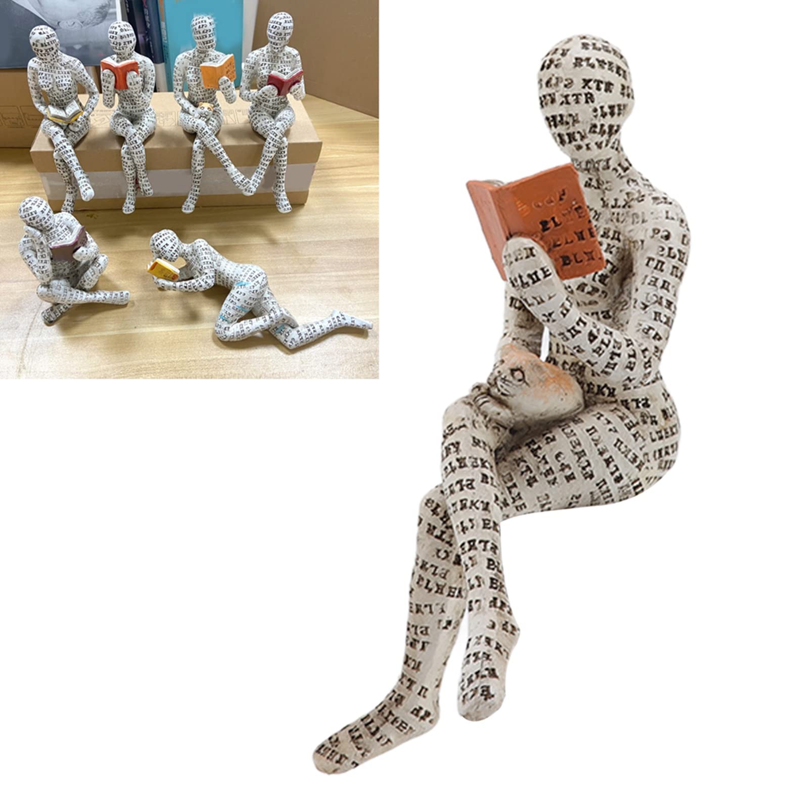Statuetta Donna Che Legge In Resina - Decorazione Per Libreria, Scrivania, Ufficio, Regalo Per Appassionati Di Lettura