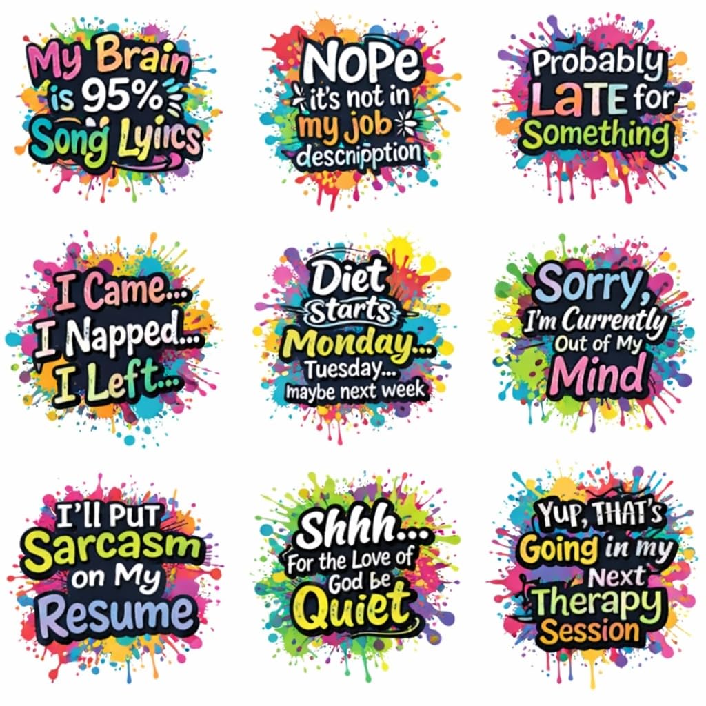 UV DTF Cup Wraps Transfer Stickers, 9 Pattern Waterproof Decals for Mug Glass Water Bottle, 2.5 Inch DIY Crafts