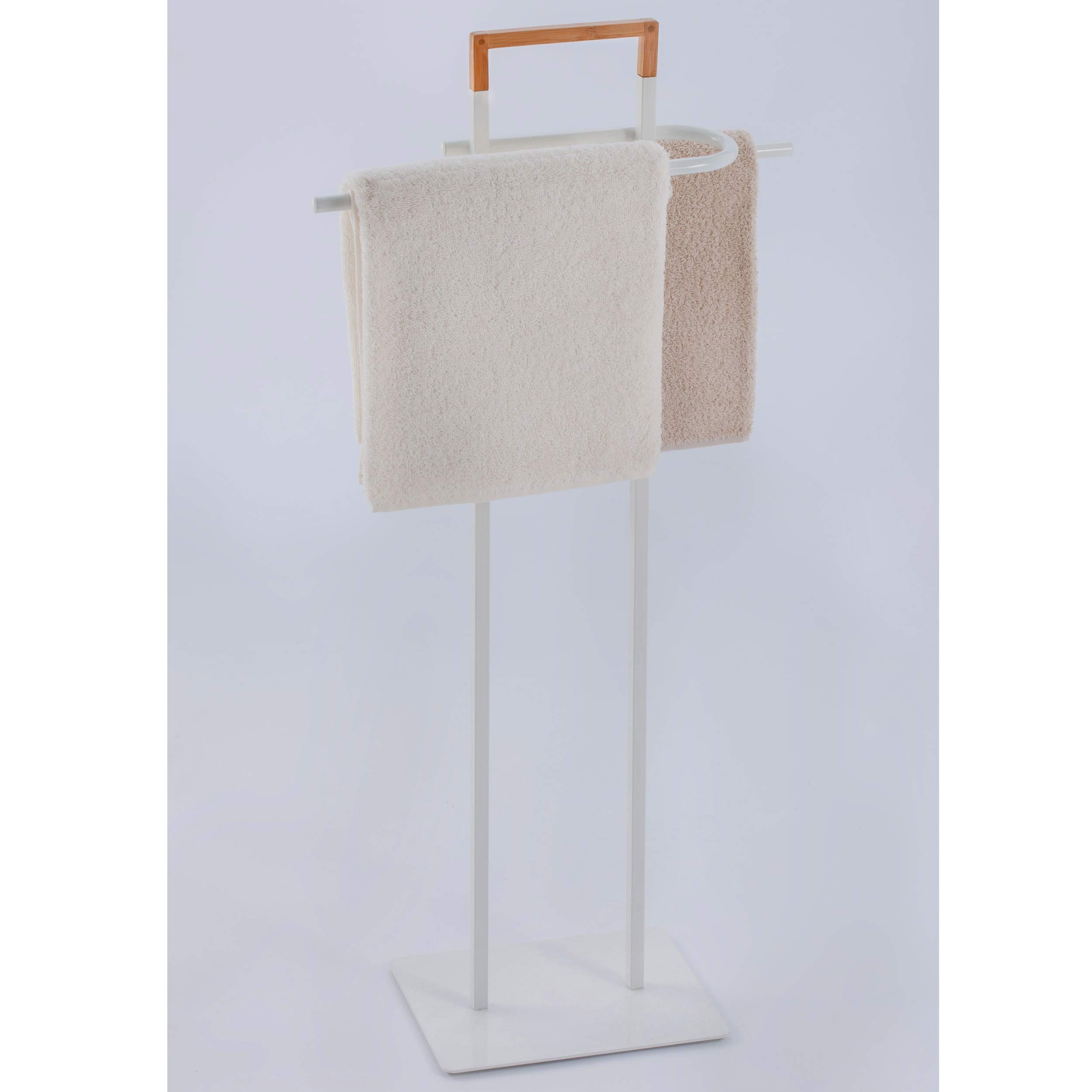 Spirella - Piantana da bagno portasciugamani, serie Natura, (L x A x P) circa 46,5 x 20 x 85,5 cm, con 2 aste per asciugamani, colore: bianco