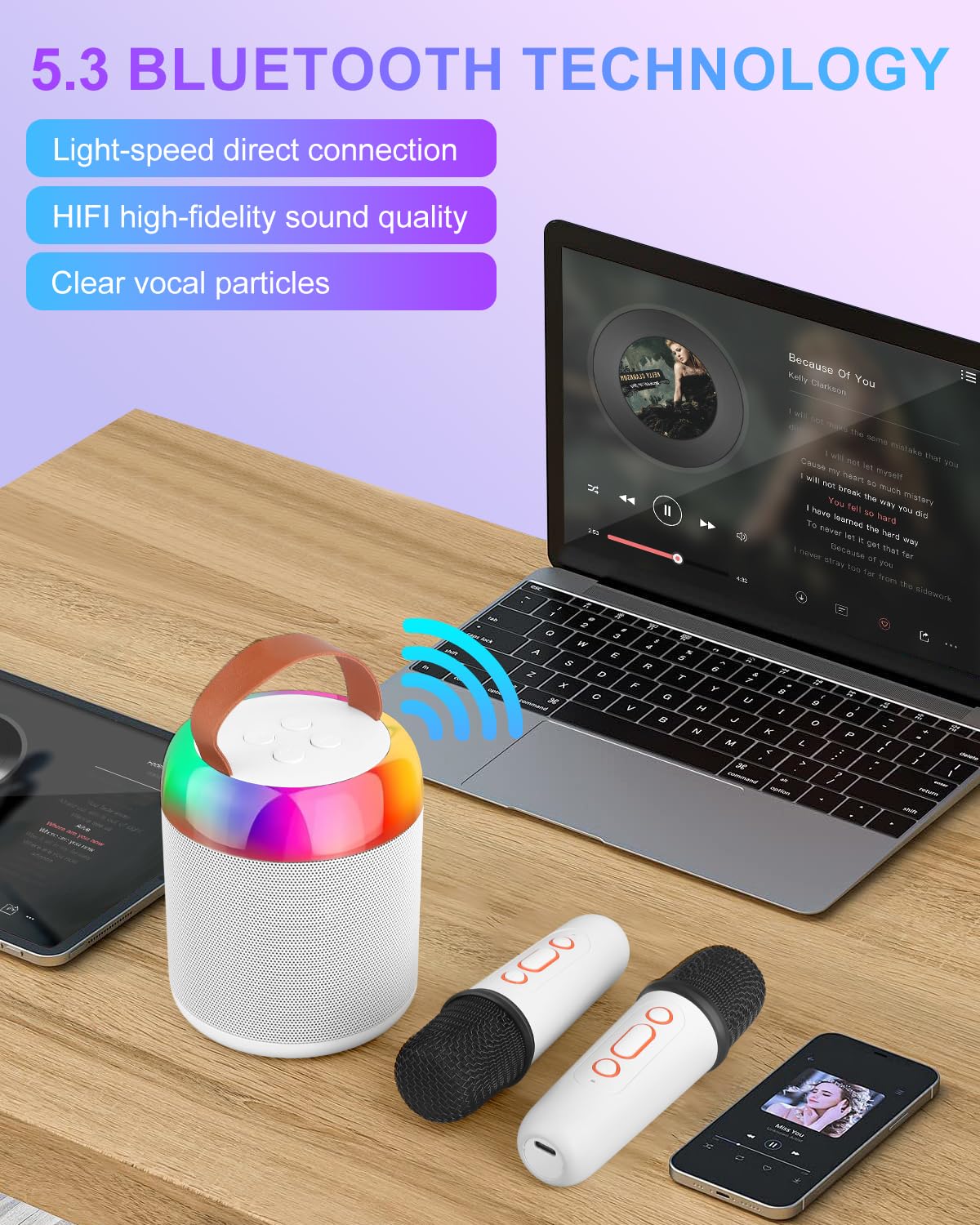 Máquina de micrófono de karaoke con 2 controladores para niños y adultos, juguete musical para niñas y niños de 3 a 12 años, altavoz Bluetooth, regalo de cumpleaños, relleno de calcetines, premios en 5